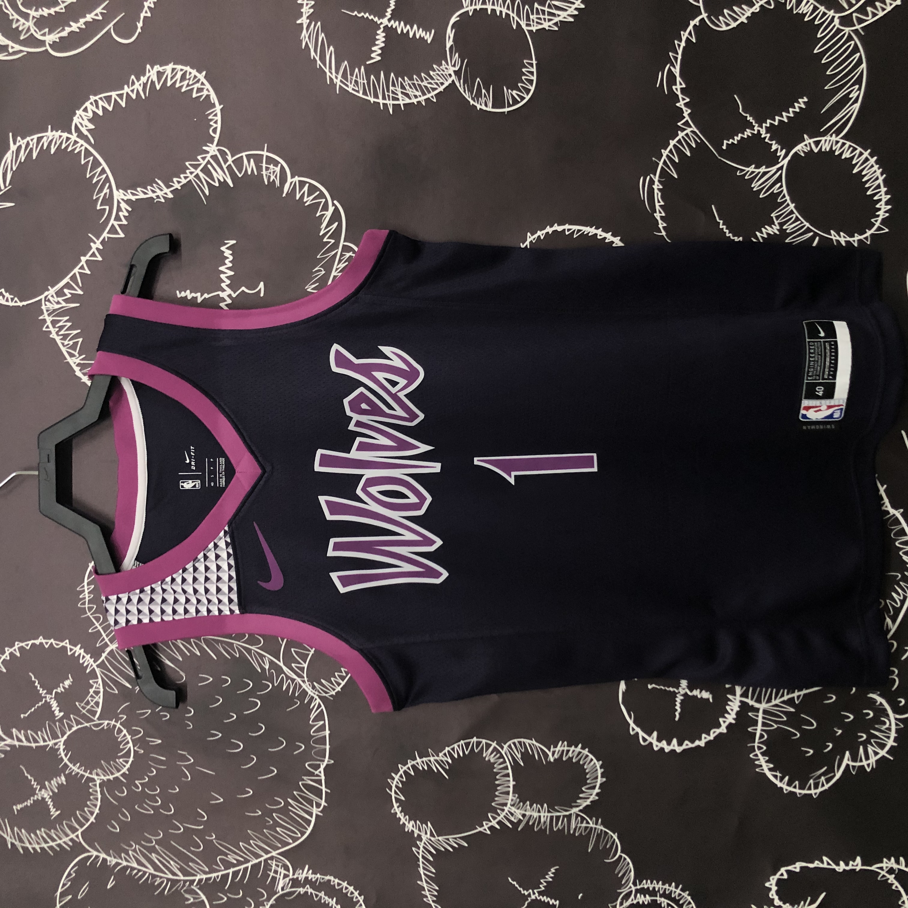 Timberwolves Black and purple number one Edwards