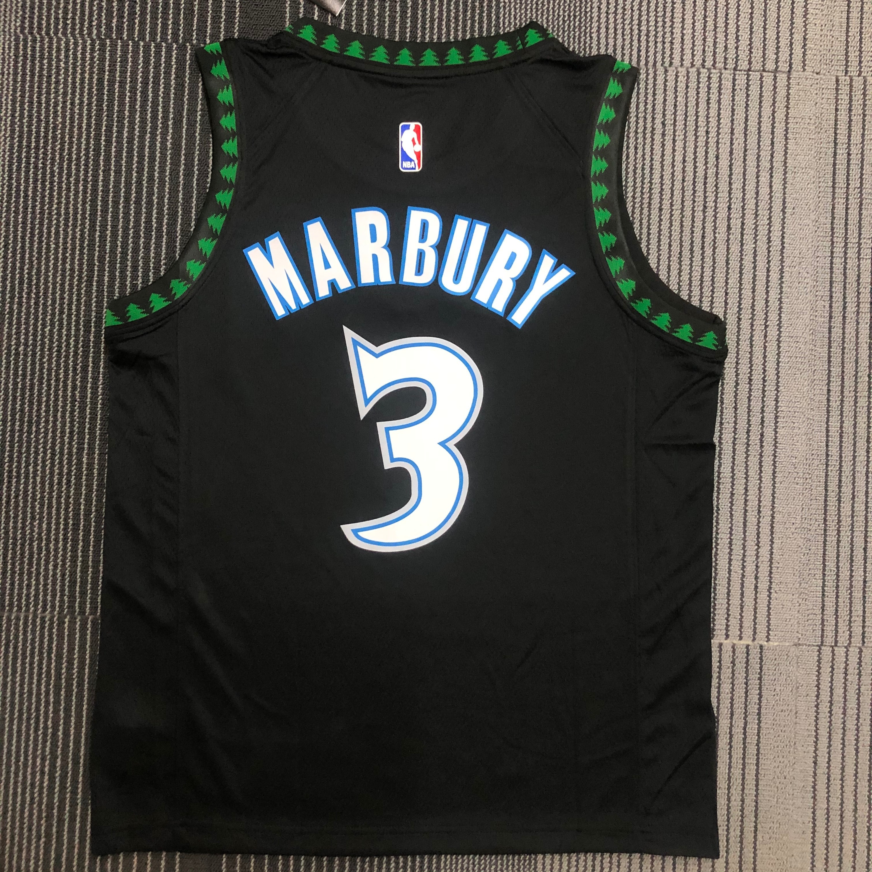 18 season retro Timberwolves black No. 3 Marbury