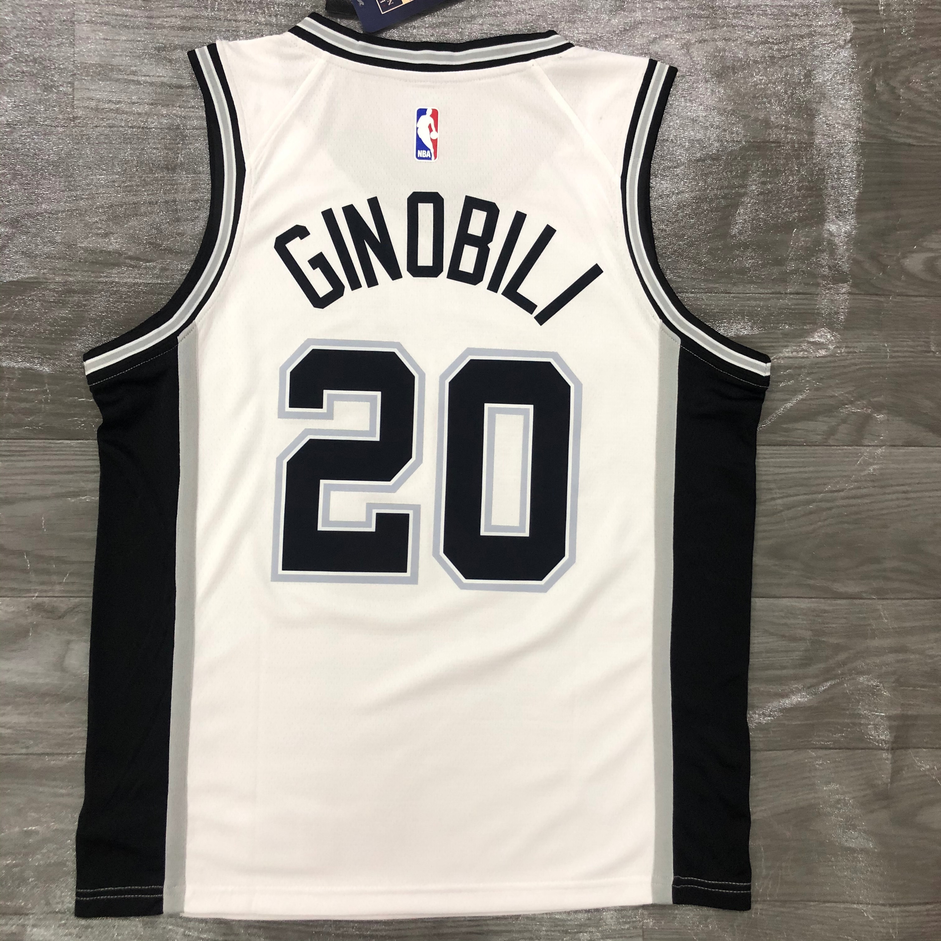 Spurs white No. 20 Ginobili