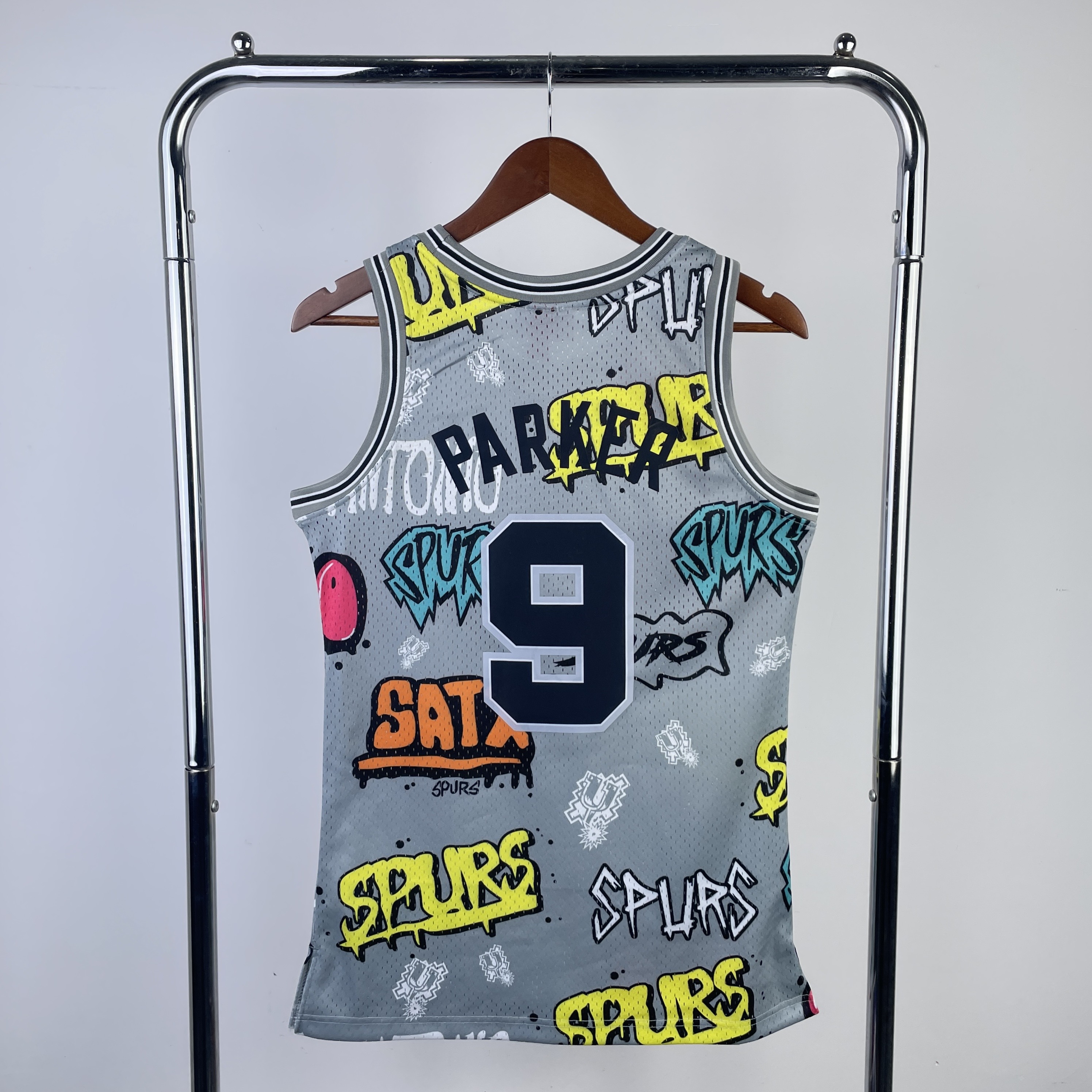 MN Hot Press Throwback jersey SW Spurs 0203 season Doodle No. 9 Parker