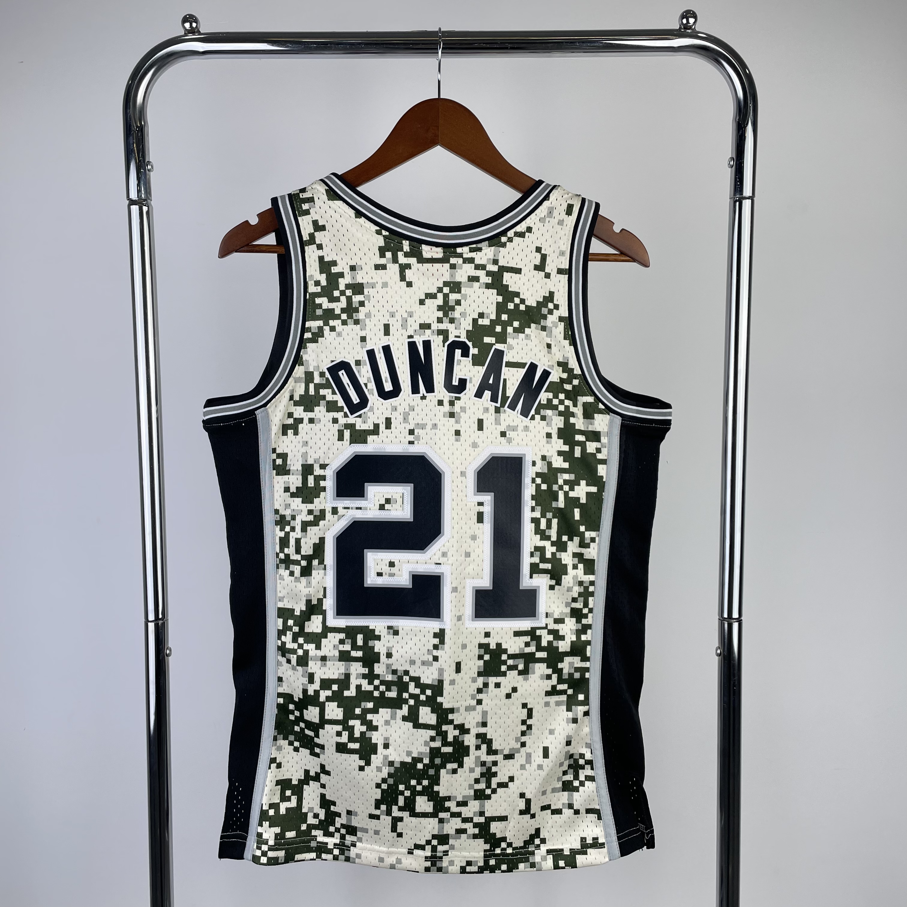 MN Hot Press Throwback jersey SW Spurs 1314 Camo No. 21 Duncan