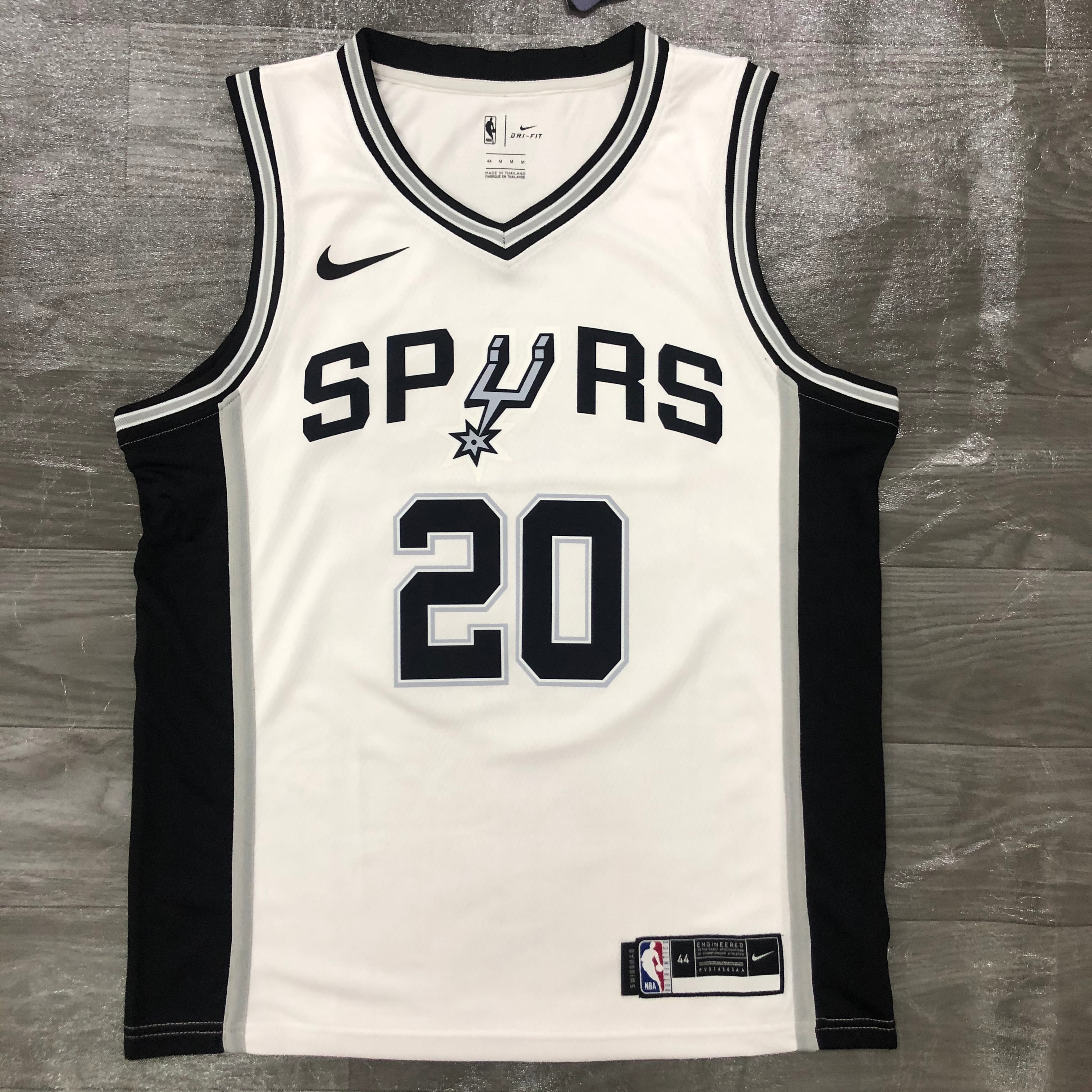 Spurs white No. 20 Ginobili