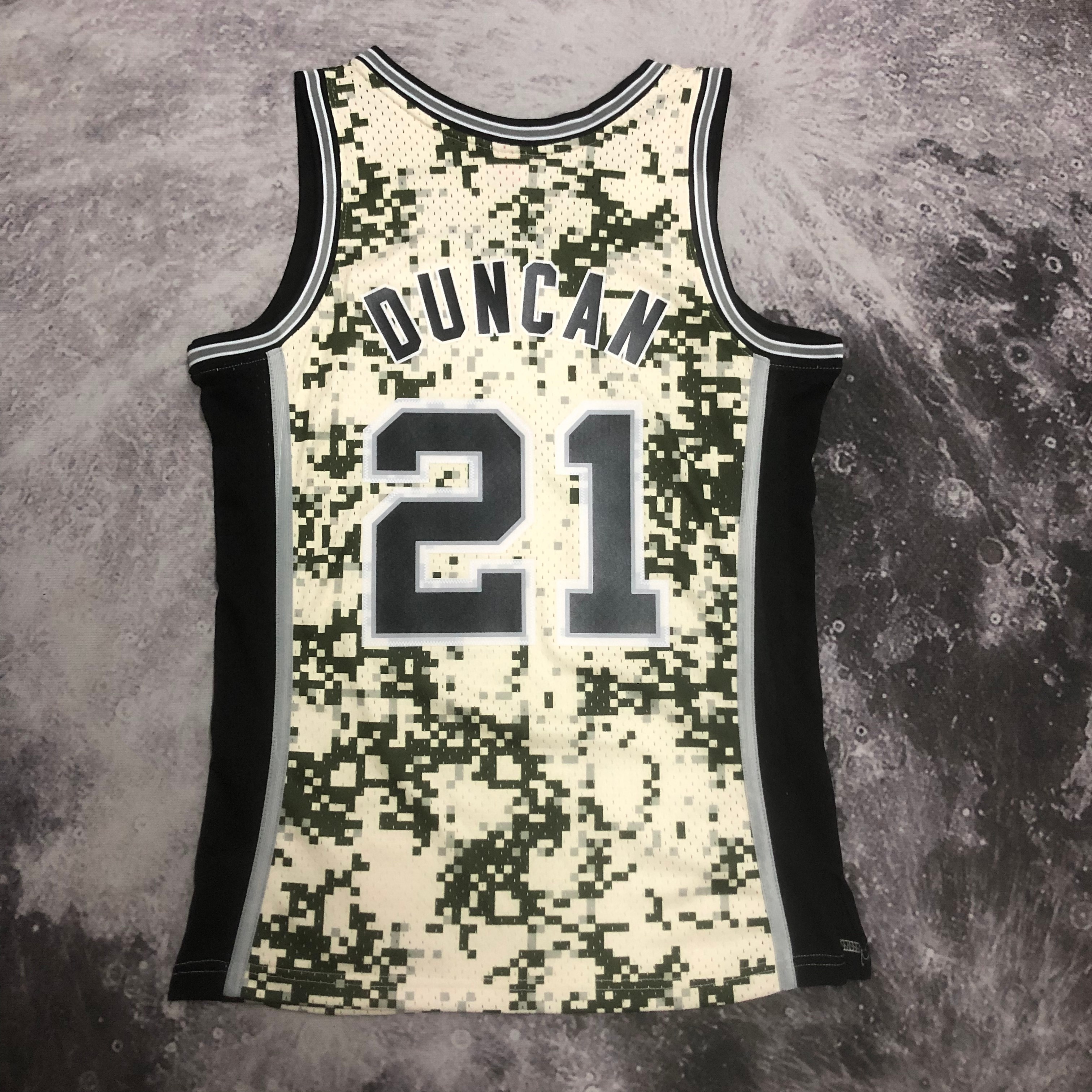 MN Hot Press Throwback jersey SW Spurs 1314 Camo No. 21 Duncan