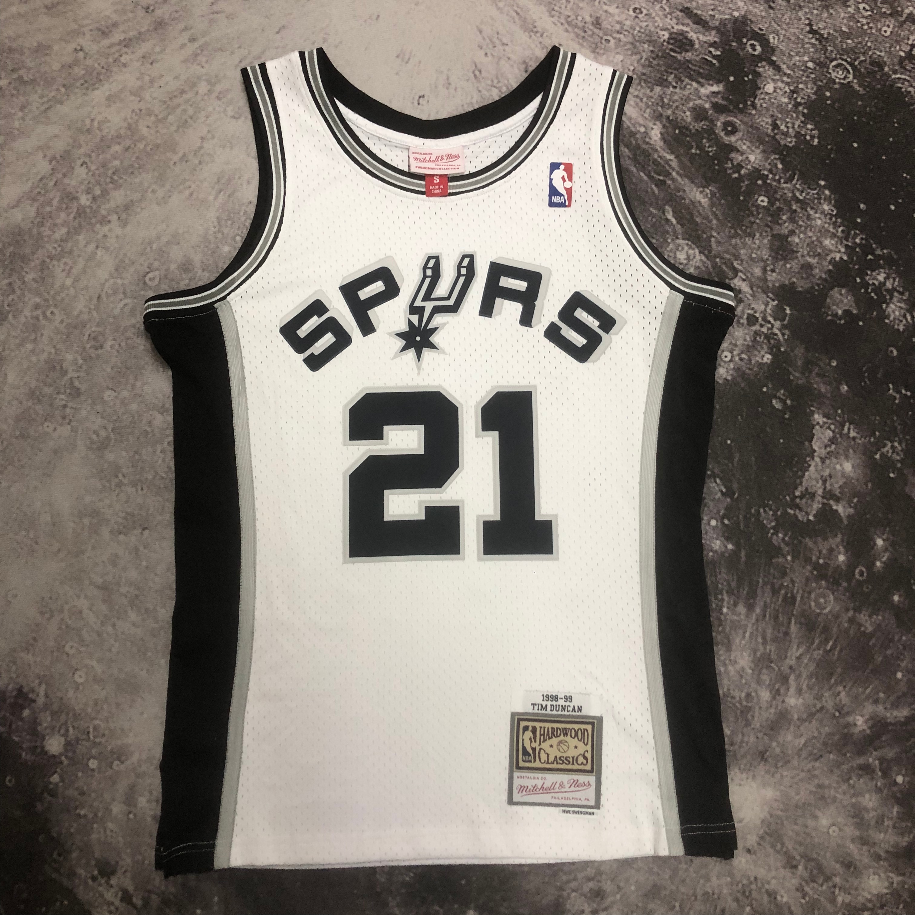 MN Hot Press throwback jersey SW Spurs 199899 season white 21 Duncan