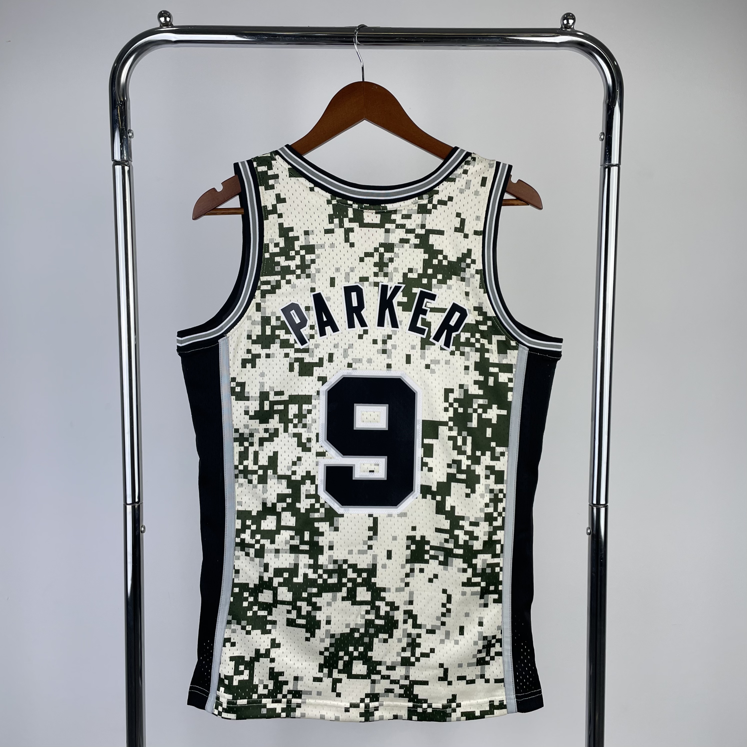 MN Hot Press Throwback Jersey SW Spurs 1314 Camo No. 9 Parker