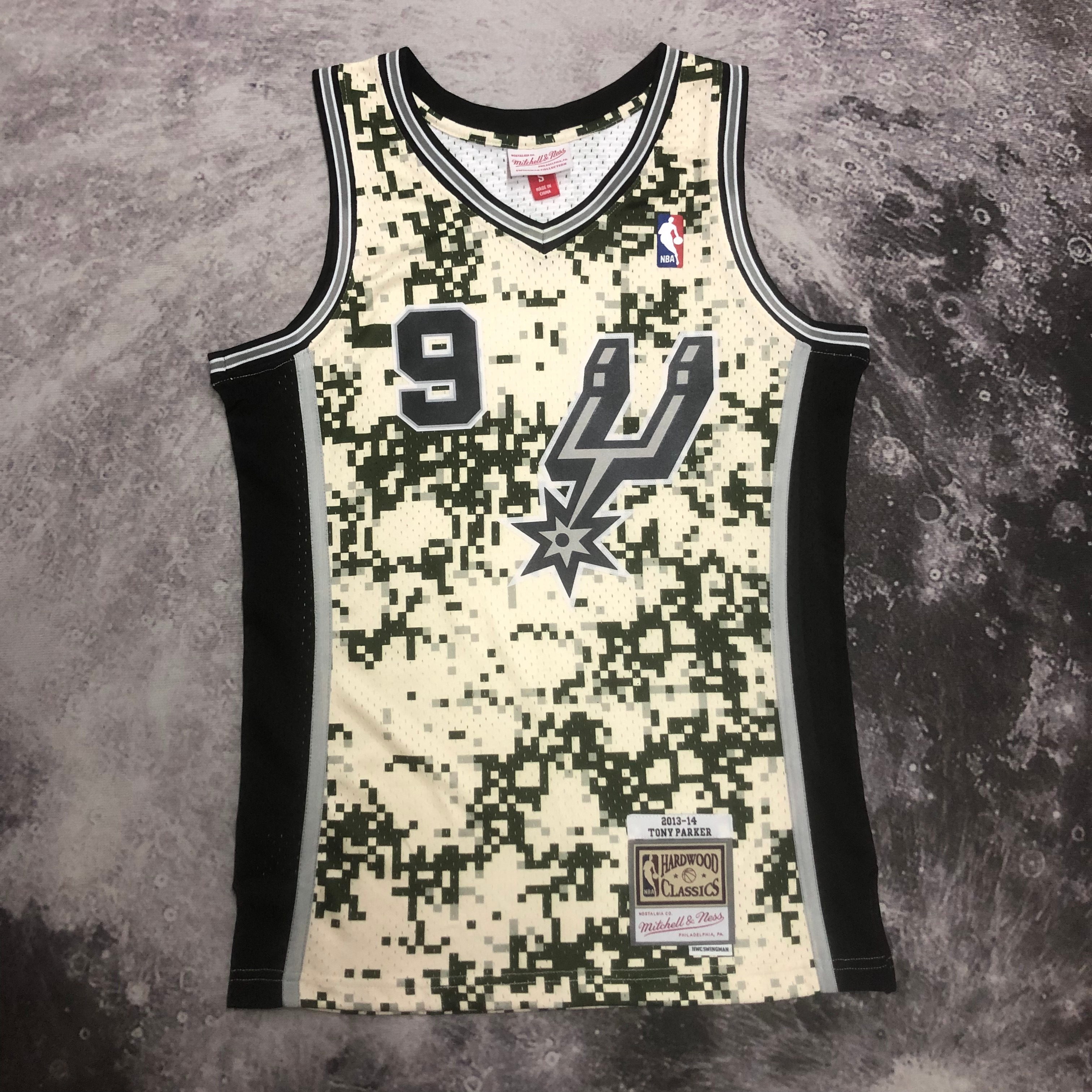 MN Hot Press Throwback Jersey SW Spurs 1314 Camo No. 9 Parker