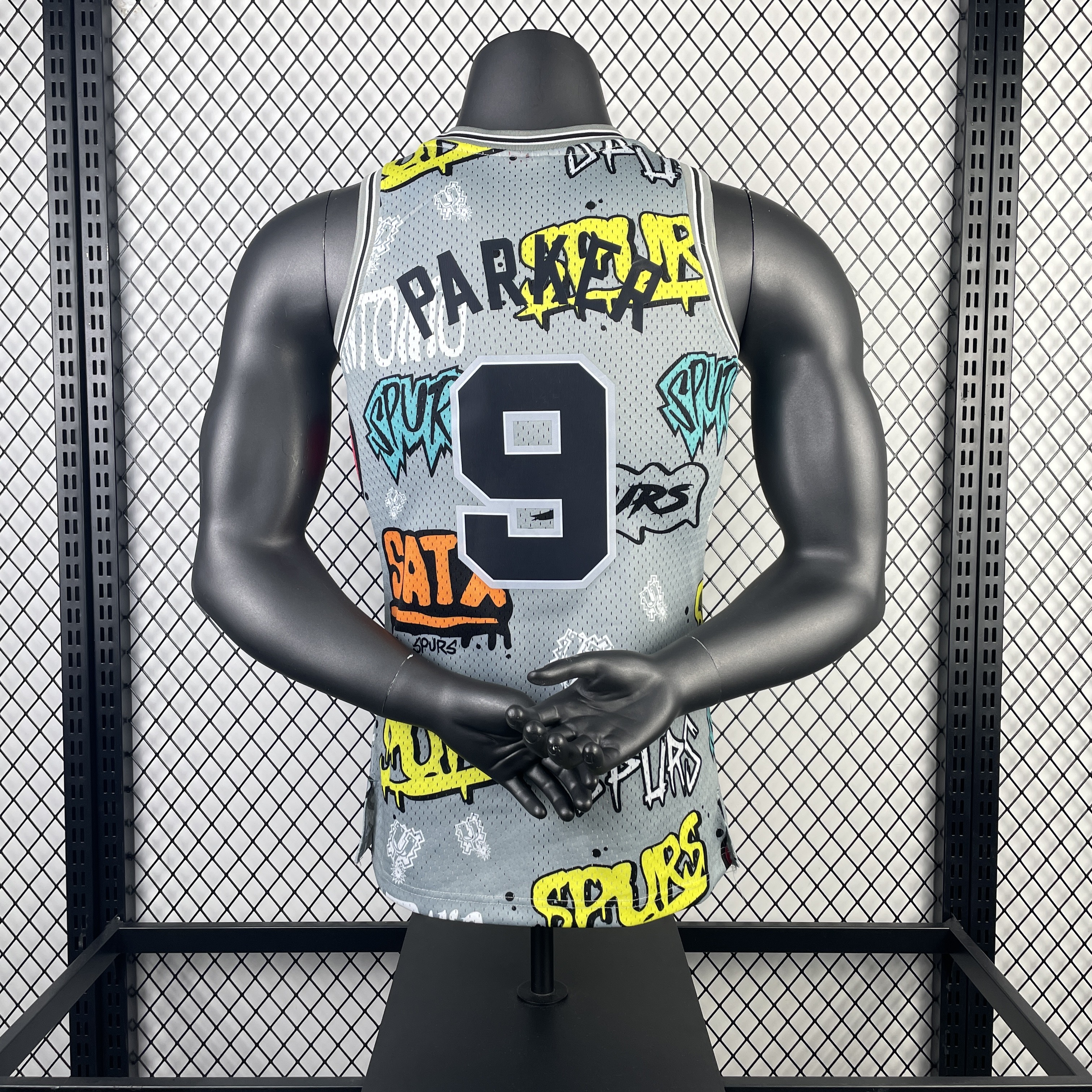 MN Hot Press Throwback jersey SW Spurs 0203 season Doodle No. 9 Parker
