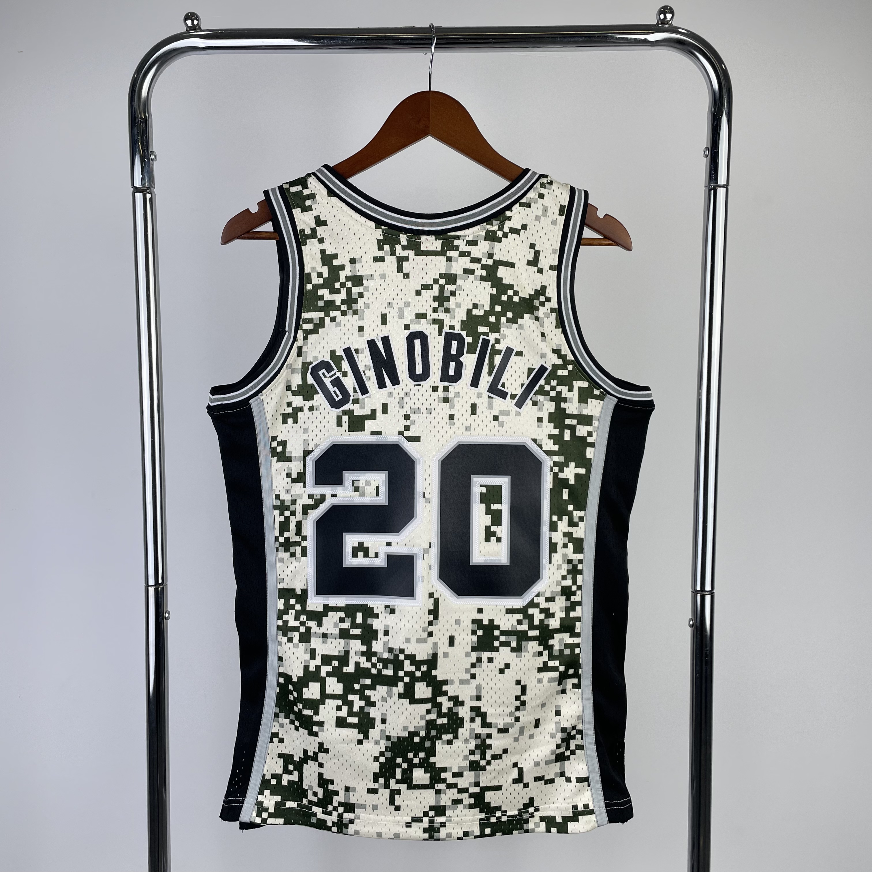 MN Hot Press Throwback Jersey SW Spurs 1314 camo No. 20 Ginobili