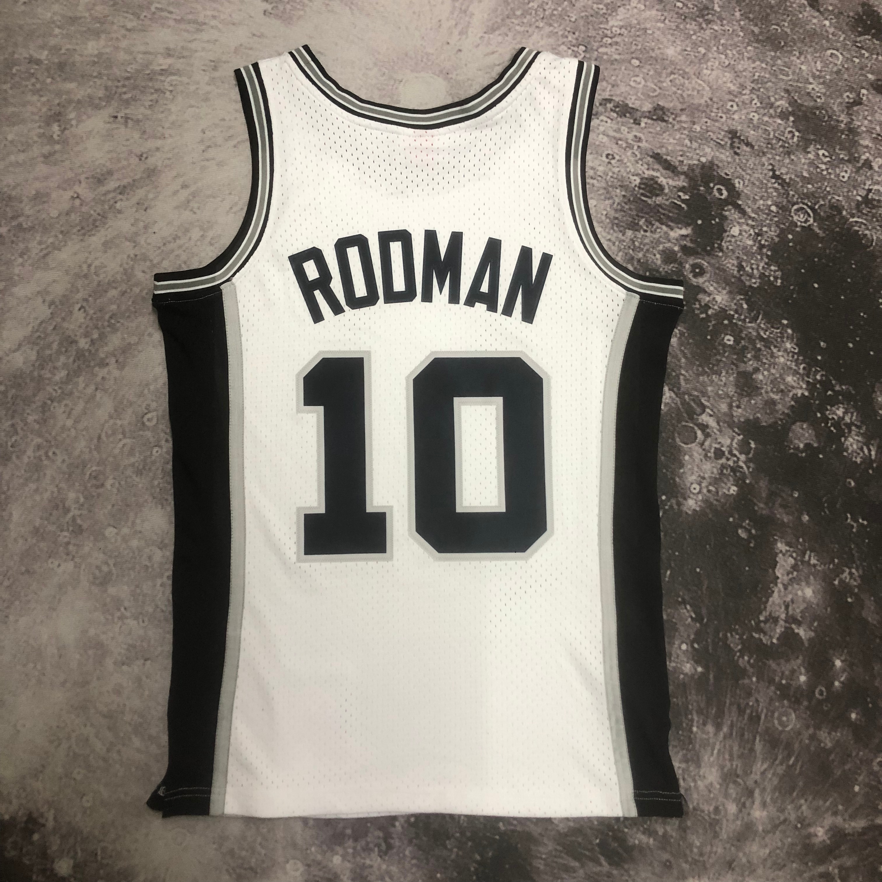 MN Hot Press throwback jersey SW Spurs 199394 white No. 10 Rodman