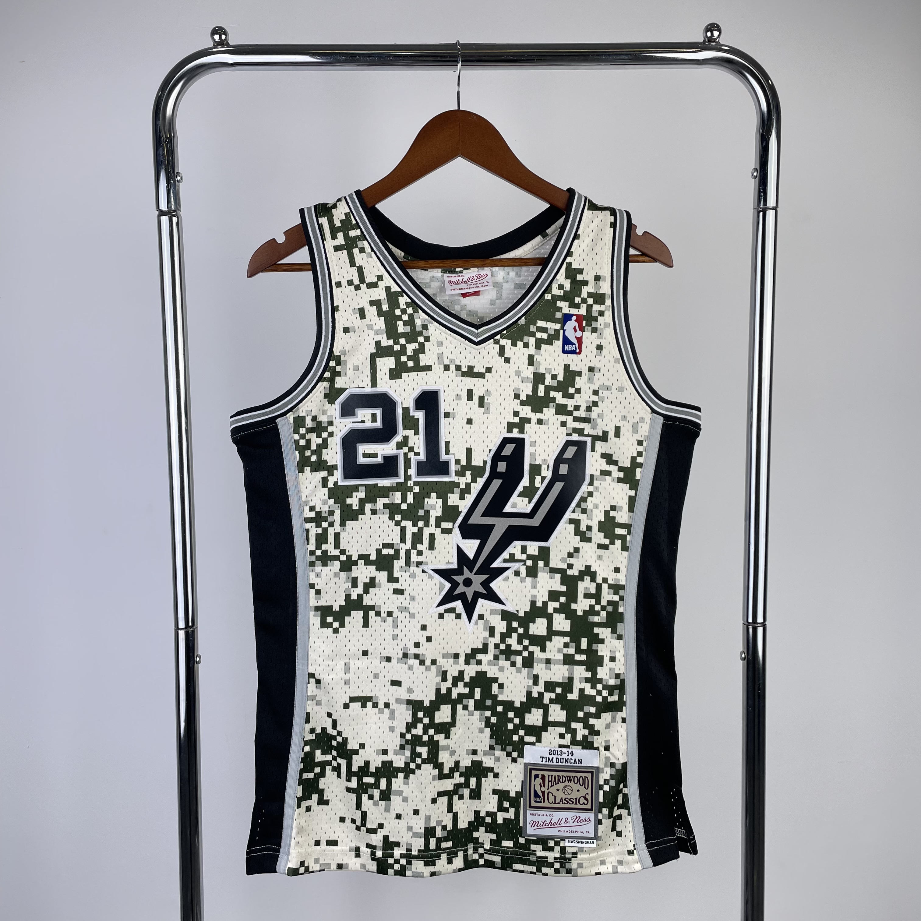 MN Hot Press Throwback jersey SW Spurs 1314 Camo No. 21 Duncan
