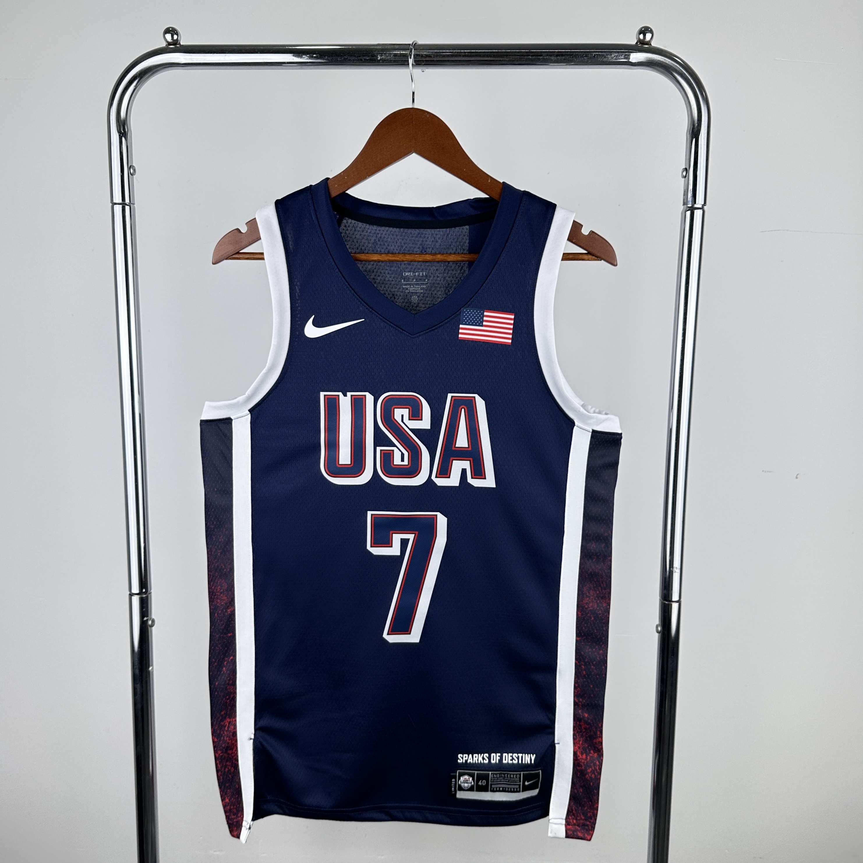 Team USA Navy blue No. 7 Durant at the '24 Olympics