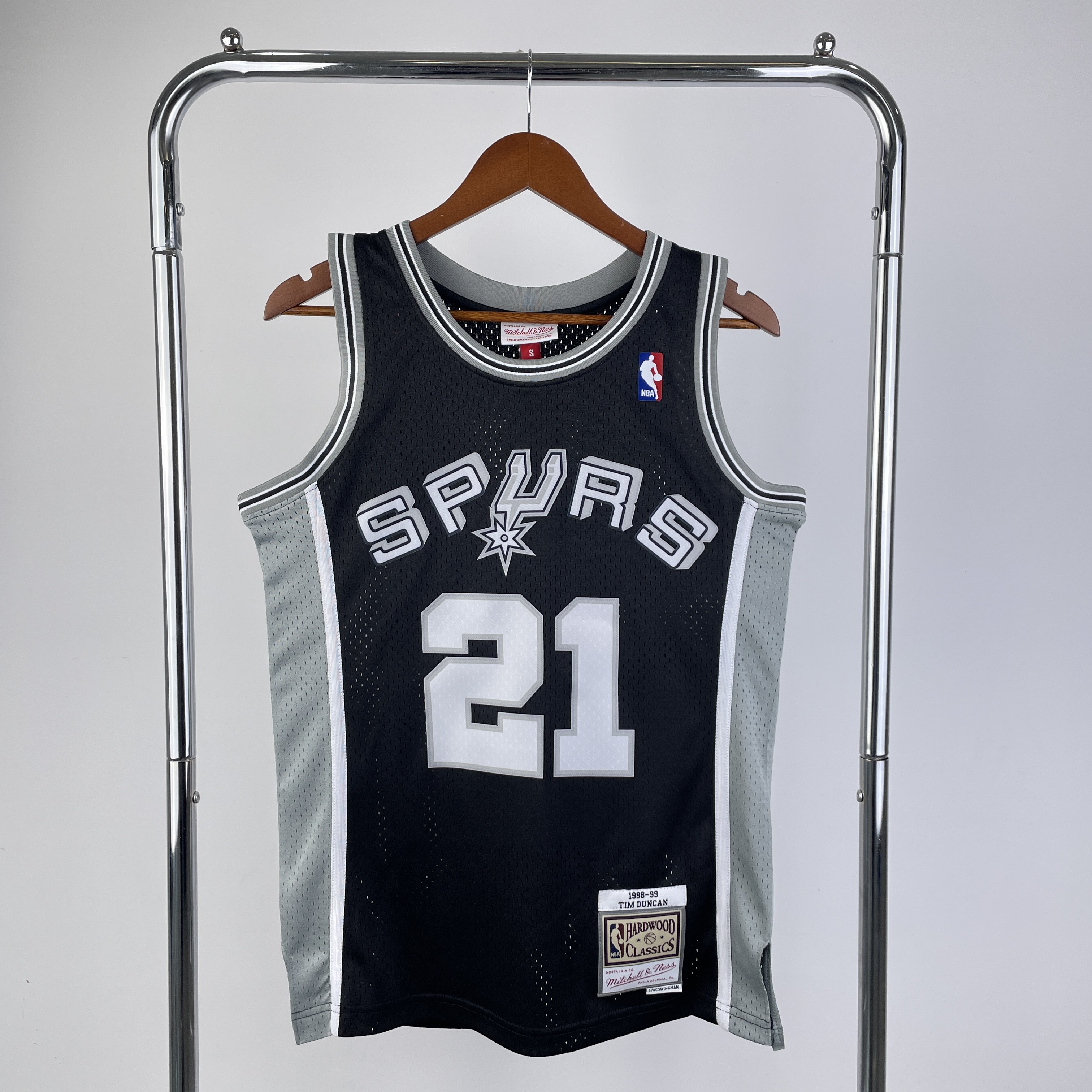 MN Hot Press throwback jersey SW Spurs 199899 Black No. 21 Duncan