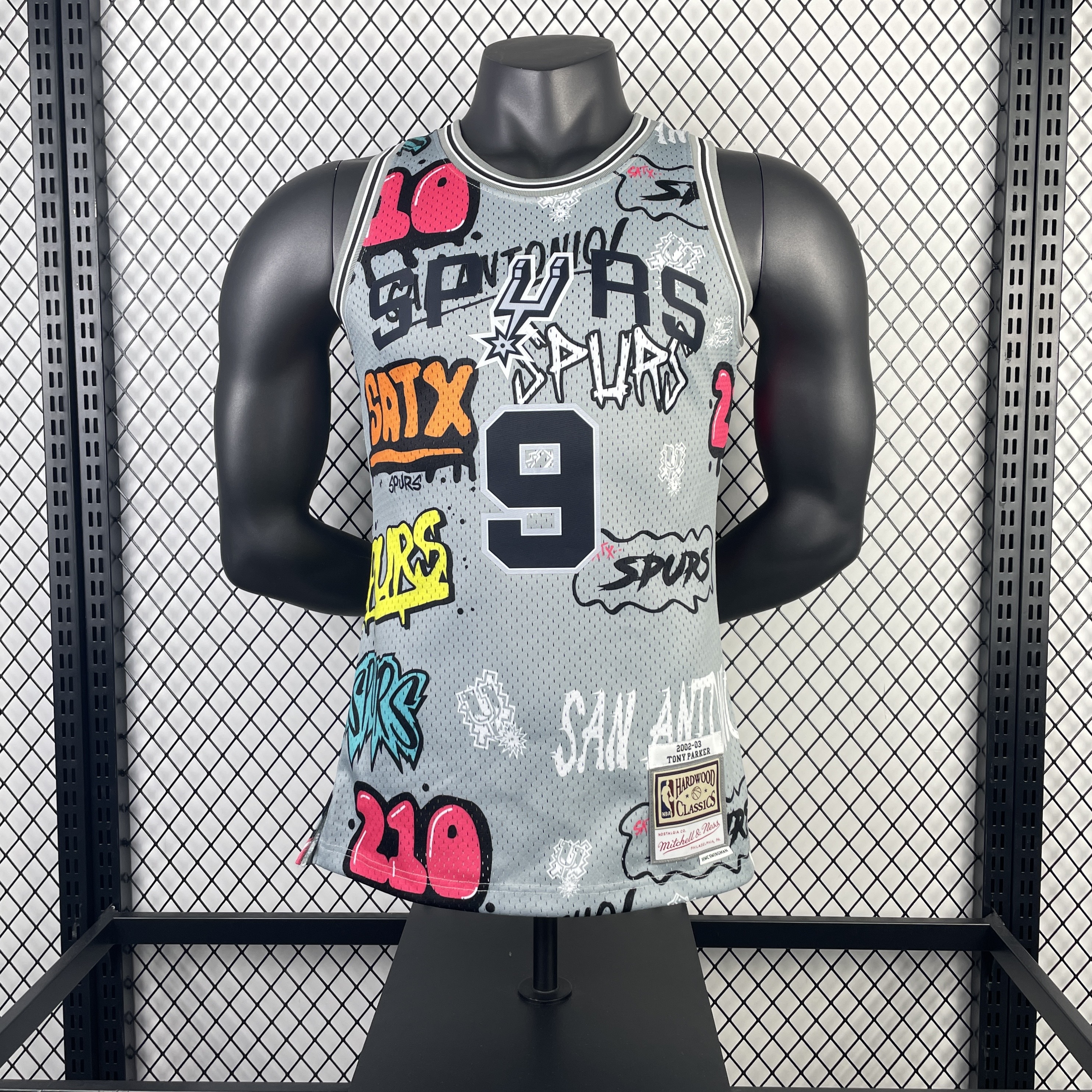 MN Hot Press Throwback jersey SW Spurs 0203 season Doodle No. 9 Parker