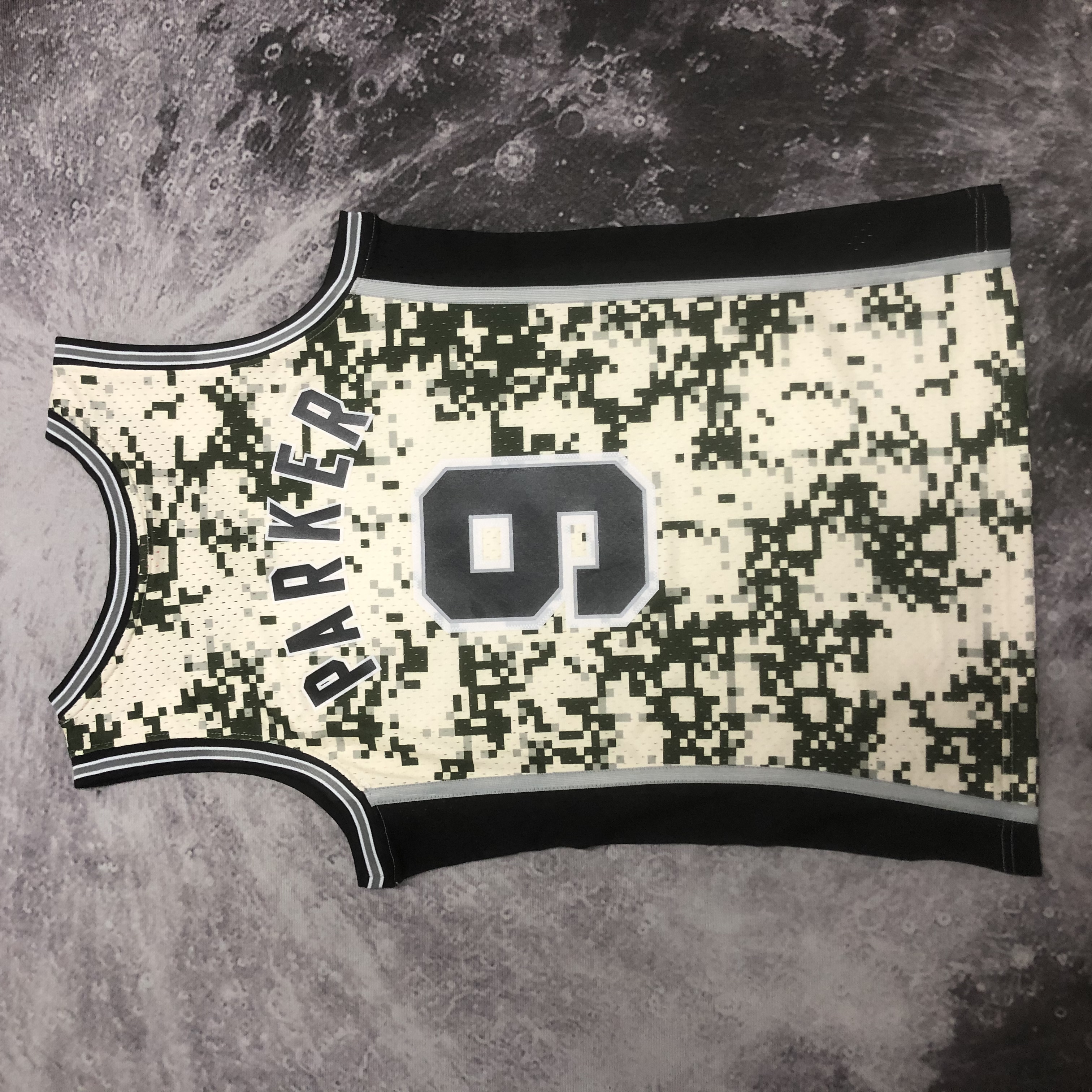 MN Hot Press Throwback Jersey SW Spurs 1314 Camo No. 9 Parker