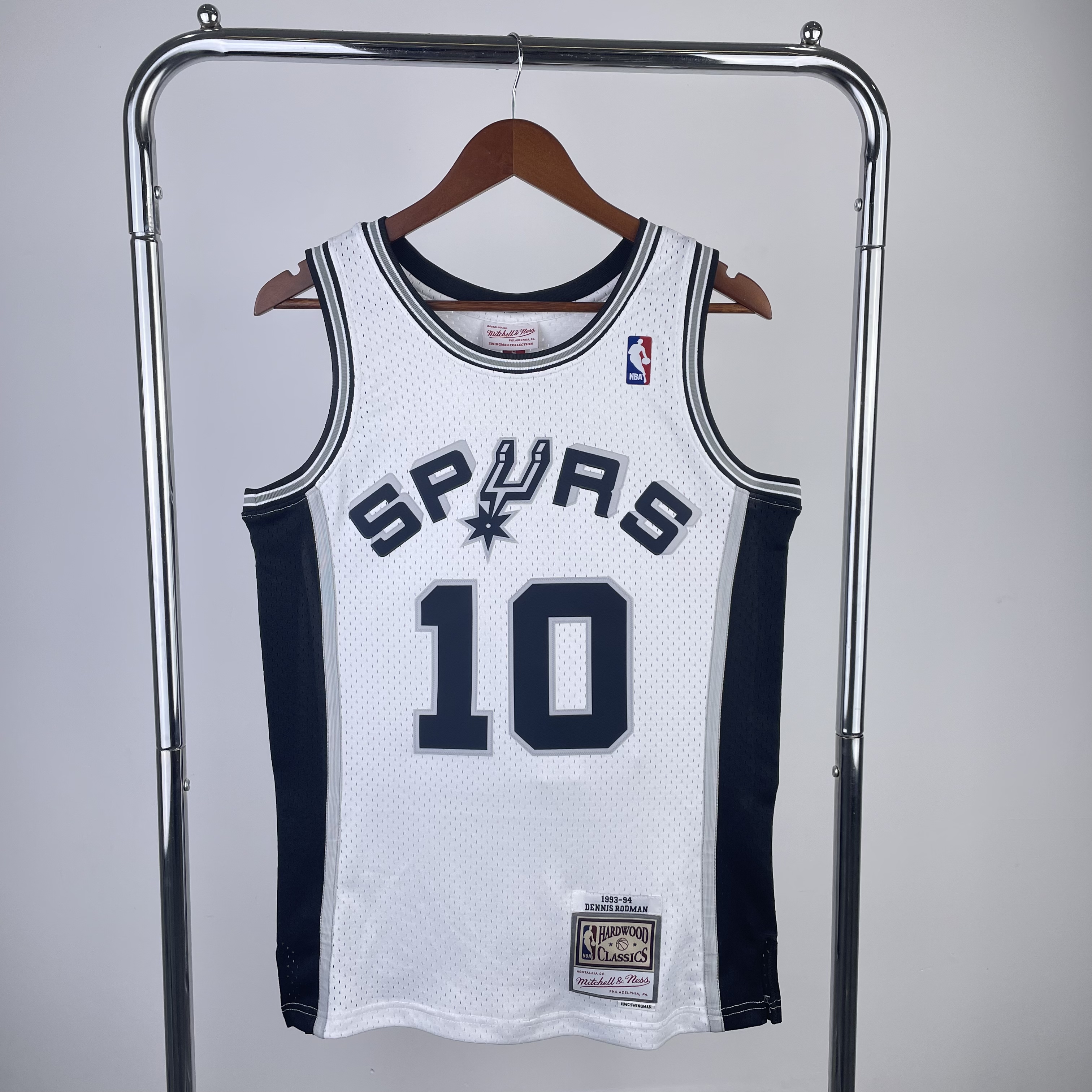MN Hot Press throwback jersey SW Spurs 199394 white No. 10 Rodman