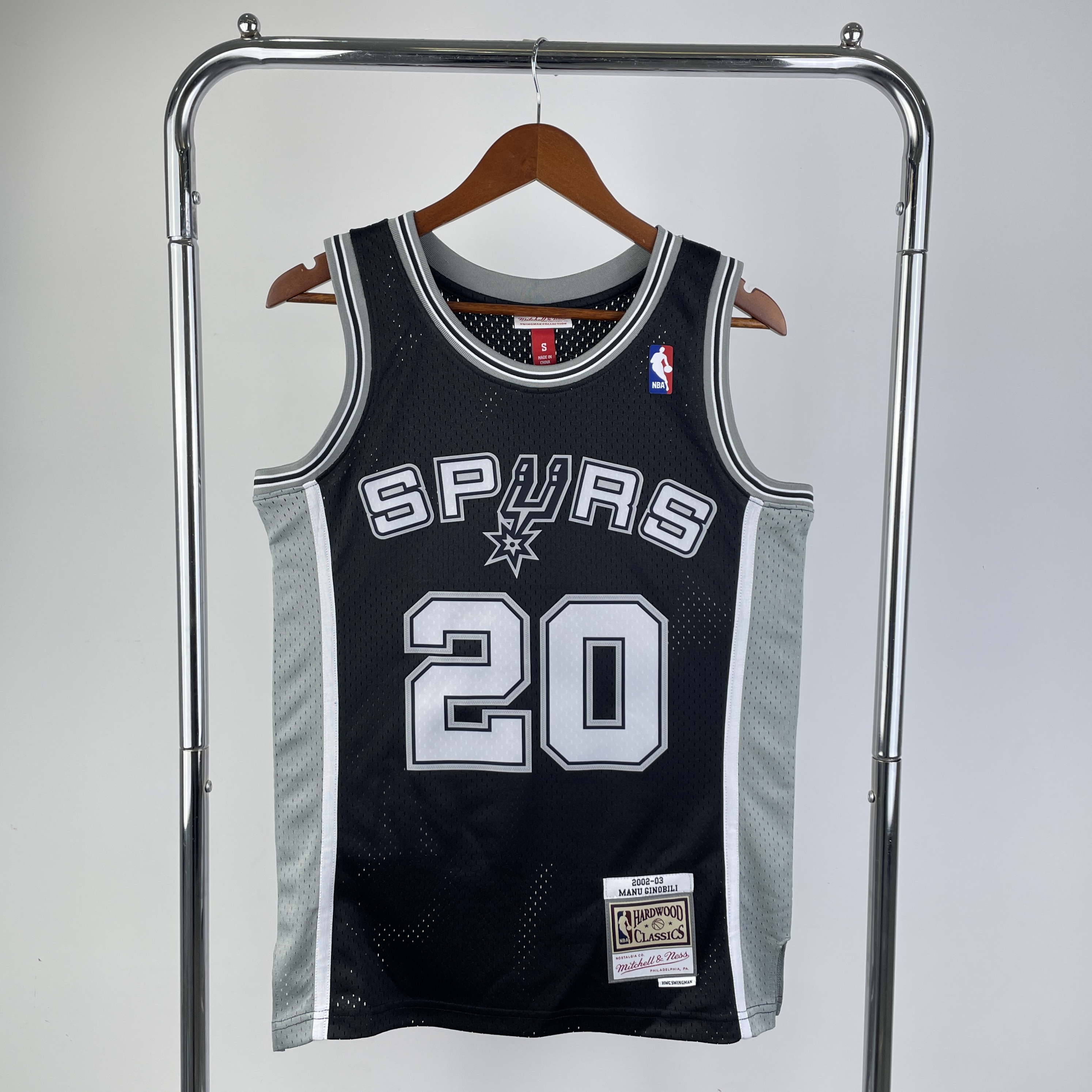 MN Hot Press throwback jersey SW Spurs 200203 Black No. 20 Ginobili