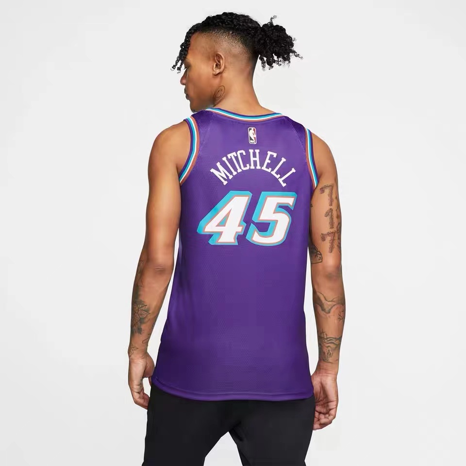 Utah Jazz Snow Mountain retro purple No. 45 Mitchell