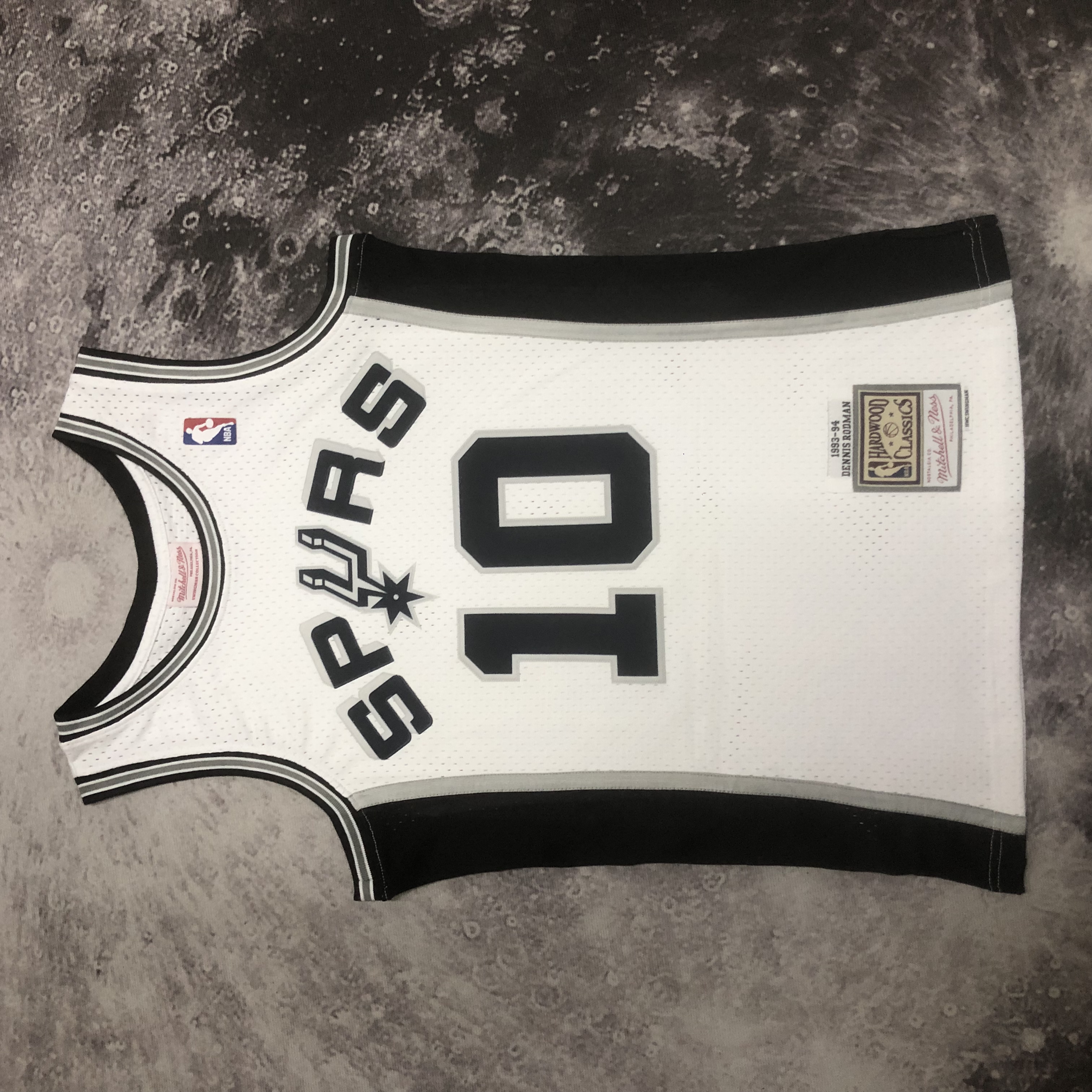 MN Hot Press throwback jersey SW Spurs 199394 white No. 10 Rodman