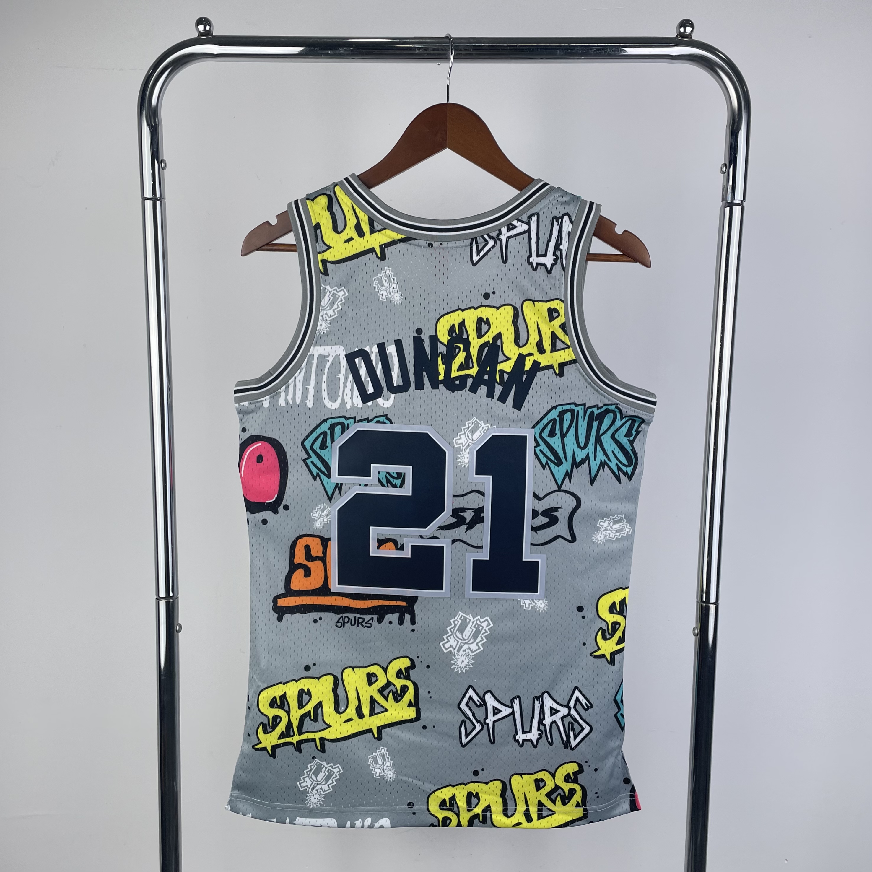 MN Hot Press Throwback Jersey SW Spurs 9899 season doodle No. 21 Duncan