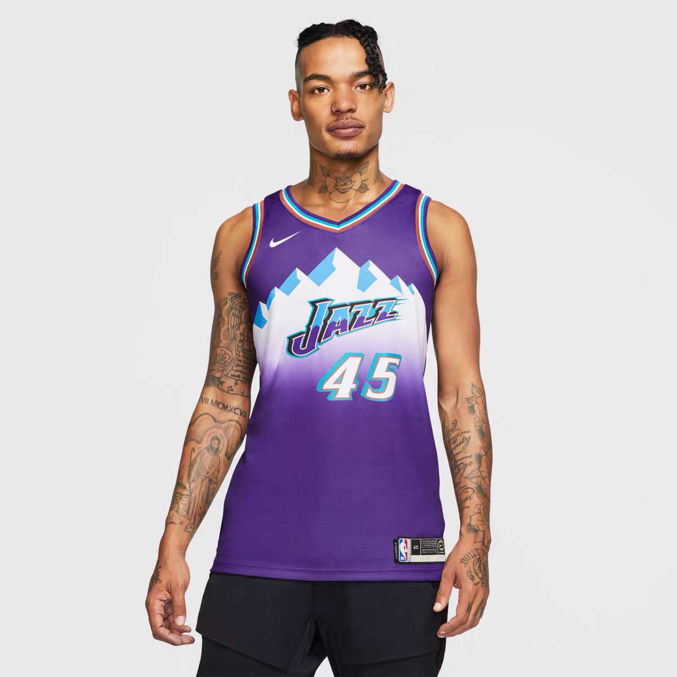 Utah Jazz Snow Mountain retro purple No. 45 Mitchell