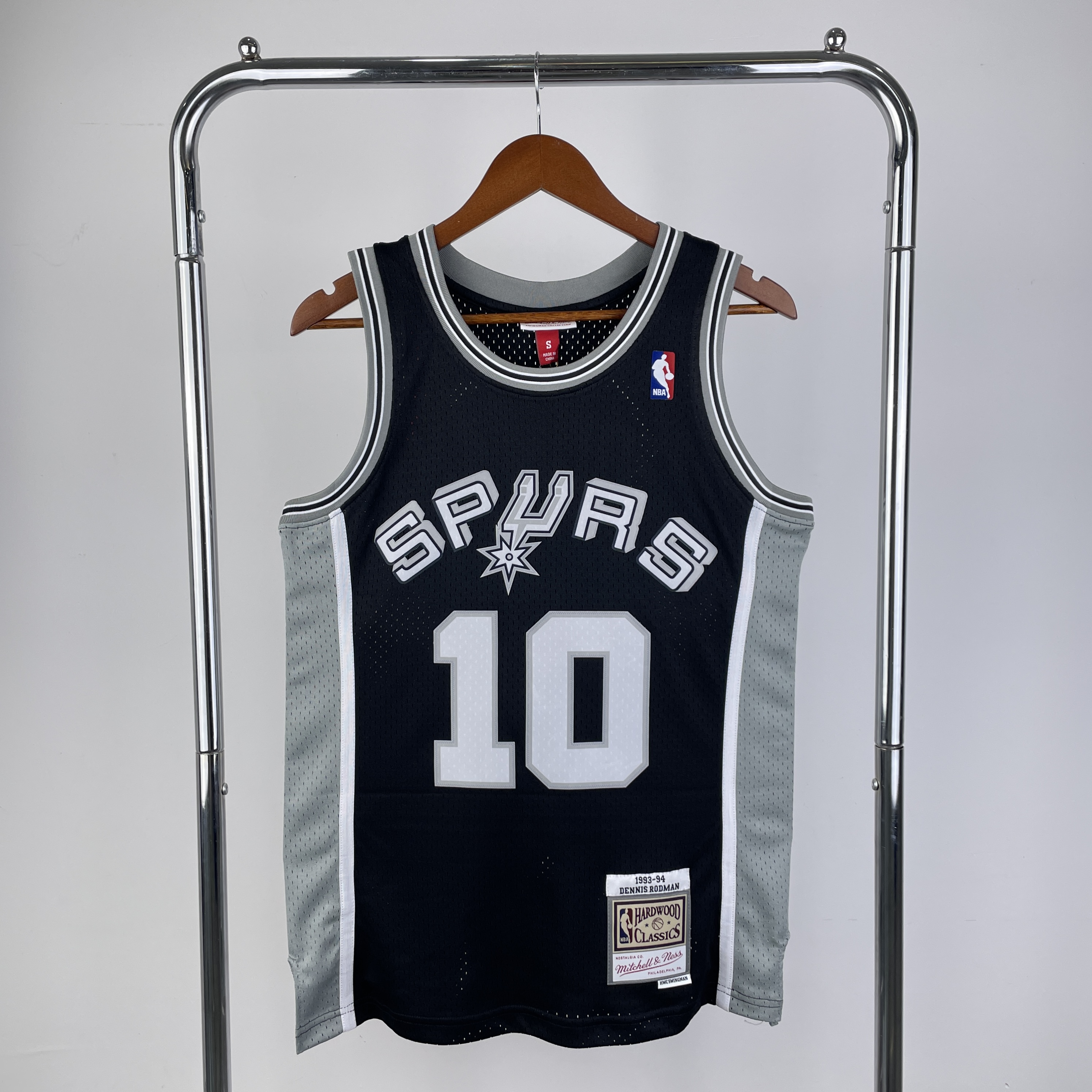 MN Hot Press throwback jersey SW Spurs 199394 black No. 10 Rodman