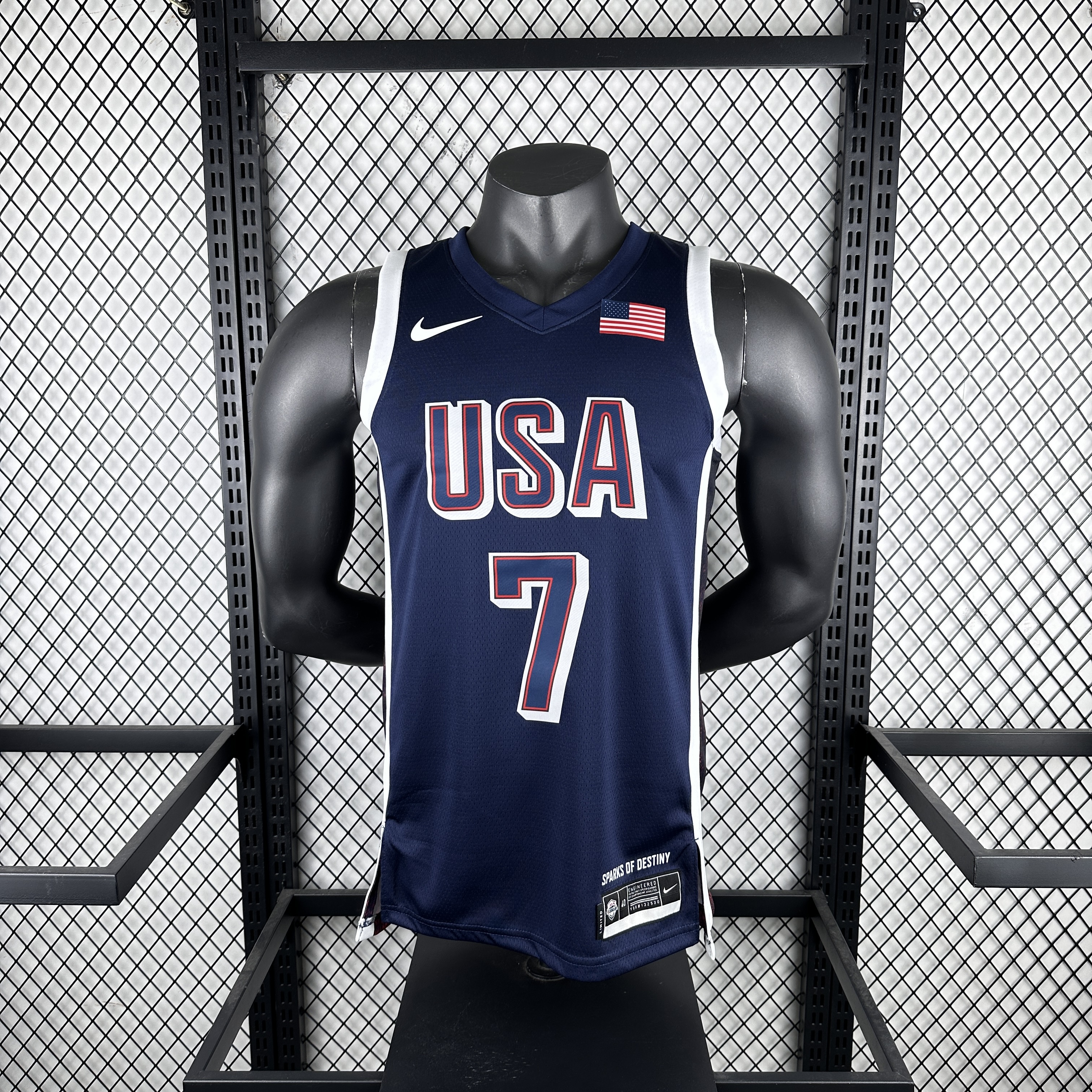 Team USA Navy blue No. 7 Durant at the '24 Olympics