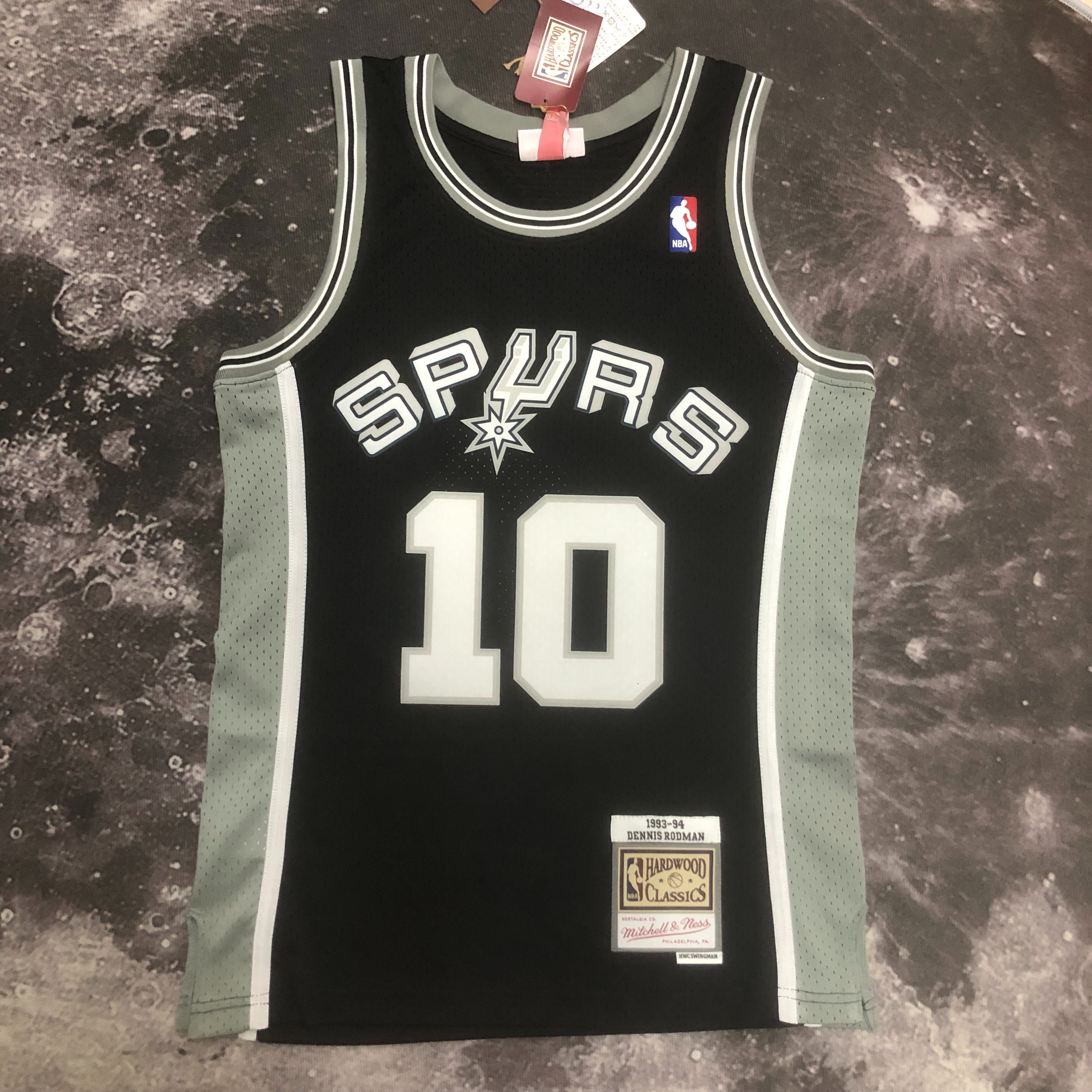 MN Hot Press throwback jersey SW Spurs 199394 black No. 10 Rodman