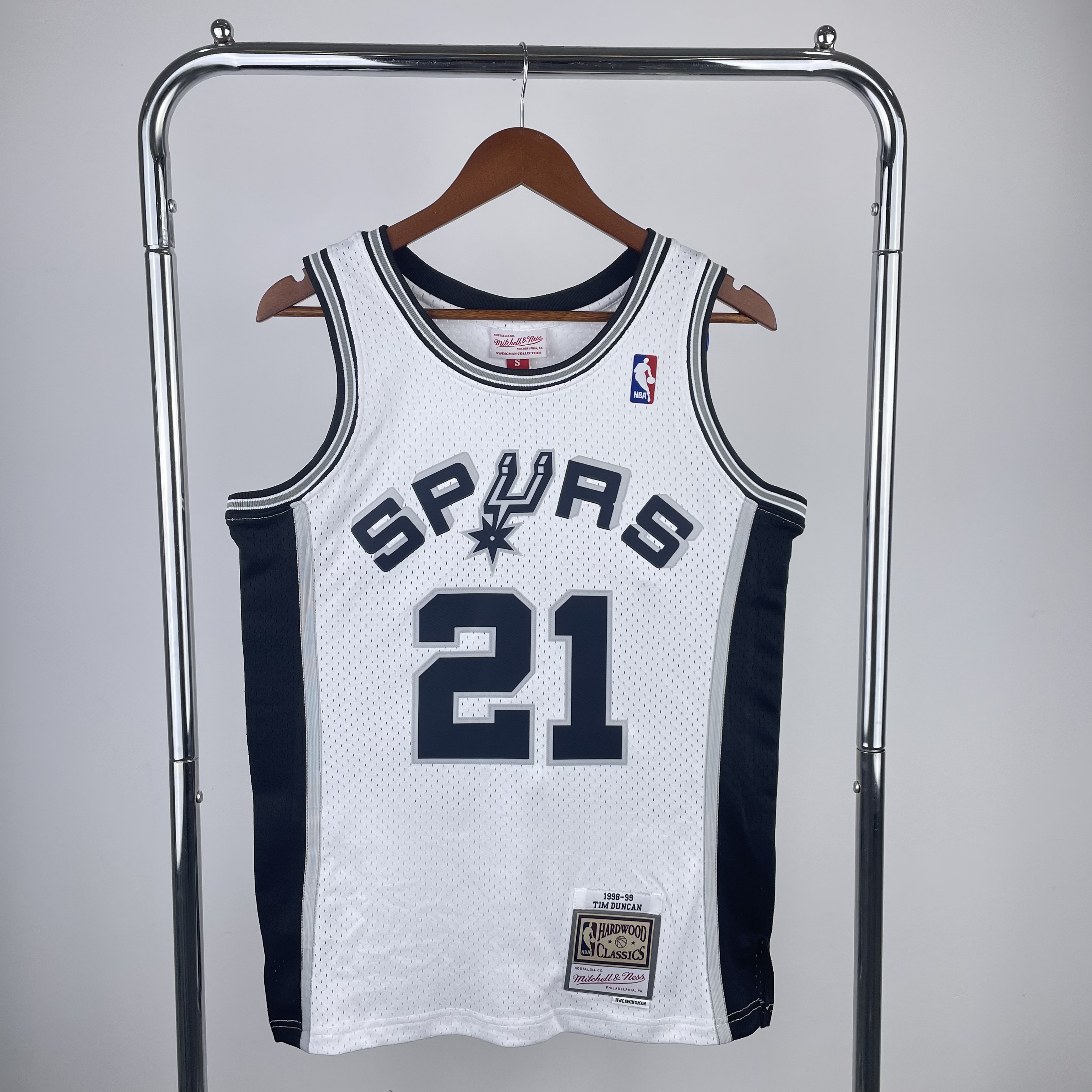 MN Hot Press throwback jersey SW Spurs 199899 season white 21 Duncan