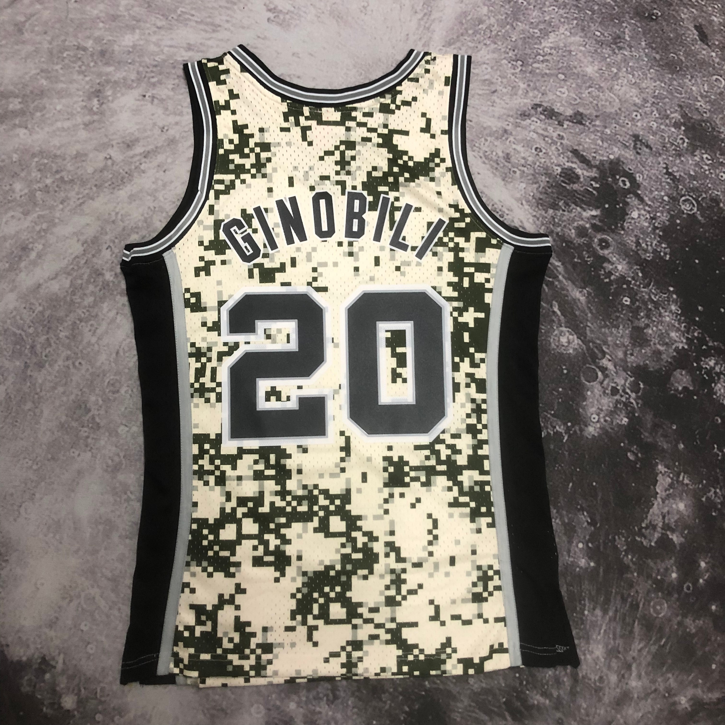 MN Hot Press Throwback Jersey SW Spurs 1314 camo No. 20 Ginobili