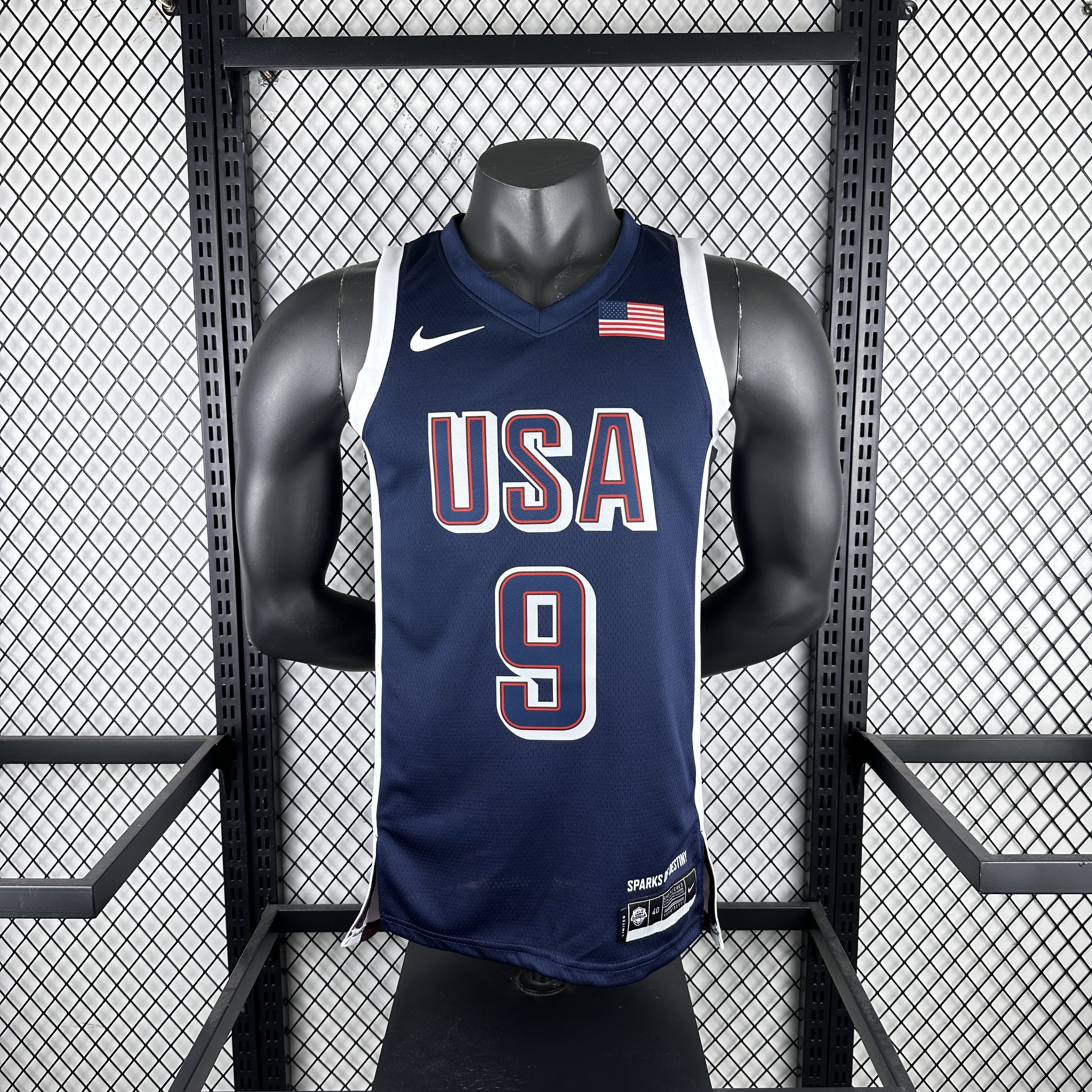 24 Olympic Team USA Navy blue No. 9 Halliburton
