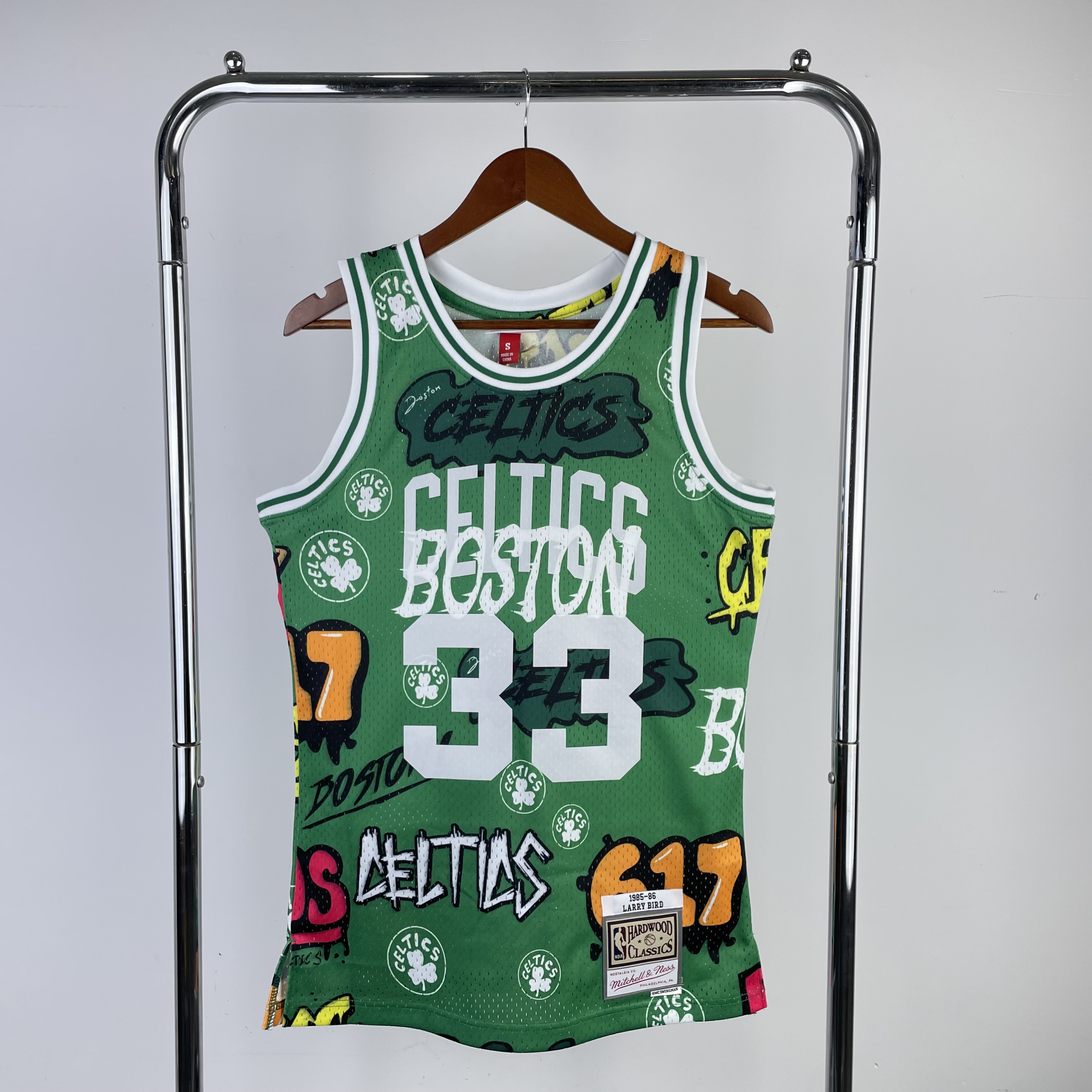 MN Hot Press Throwback jersey SW Celtics 8586 season doodle No. 33 Bird