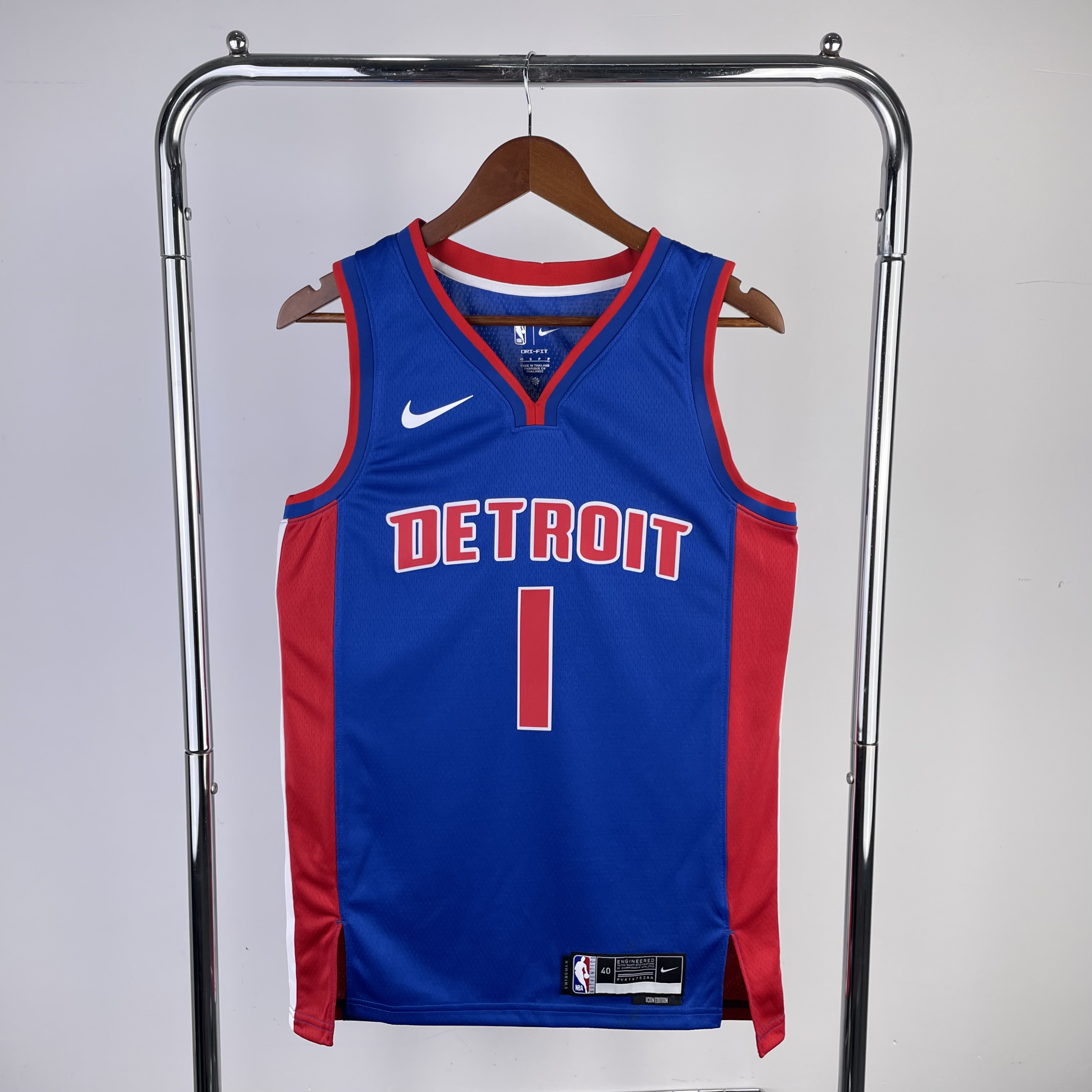 23 season Pistons road blue No.1  Iverson