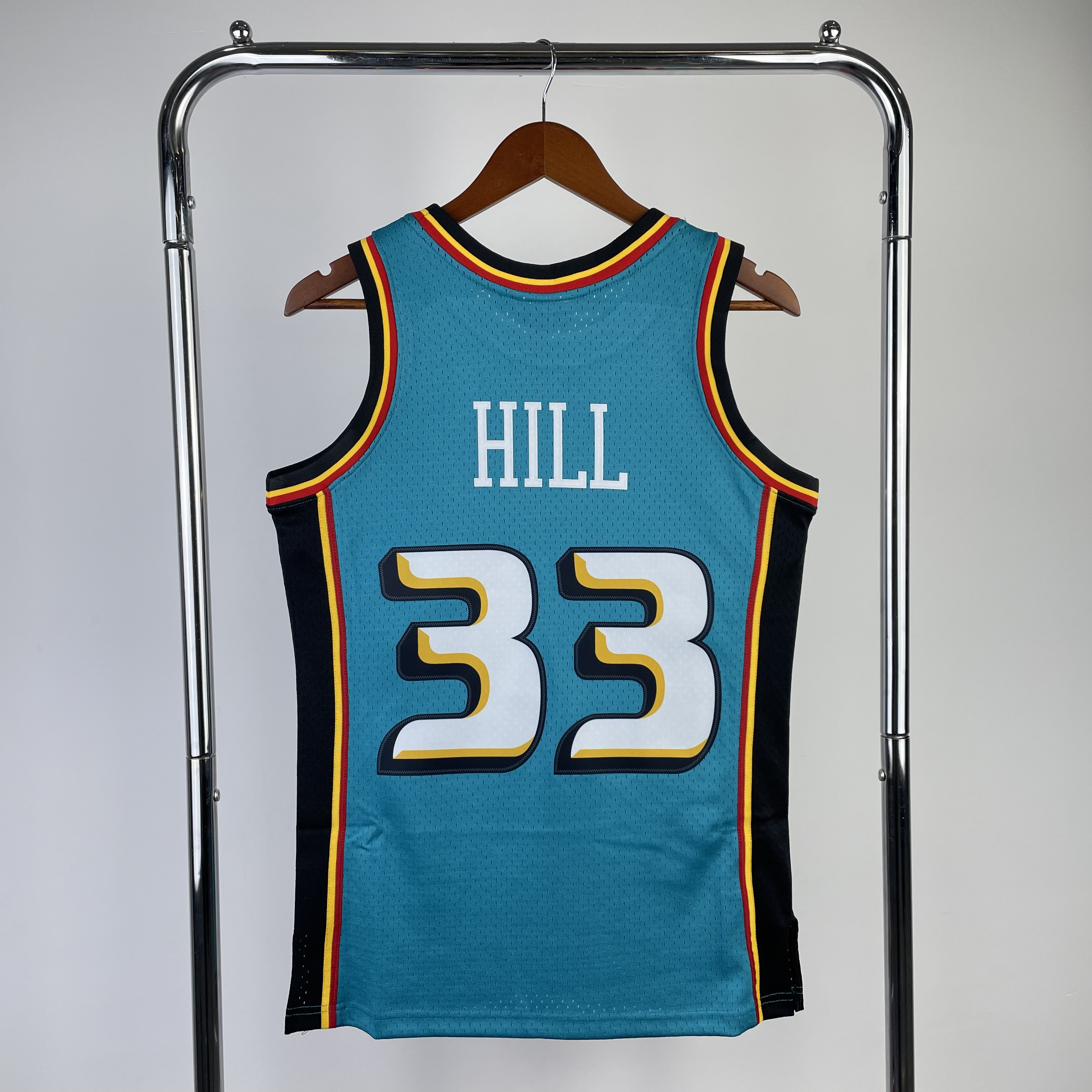 MN Hot Press Throwback jersey SW Pistons 98 season No. 33 Hill