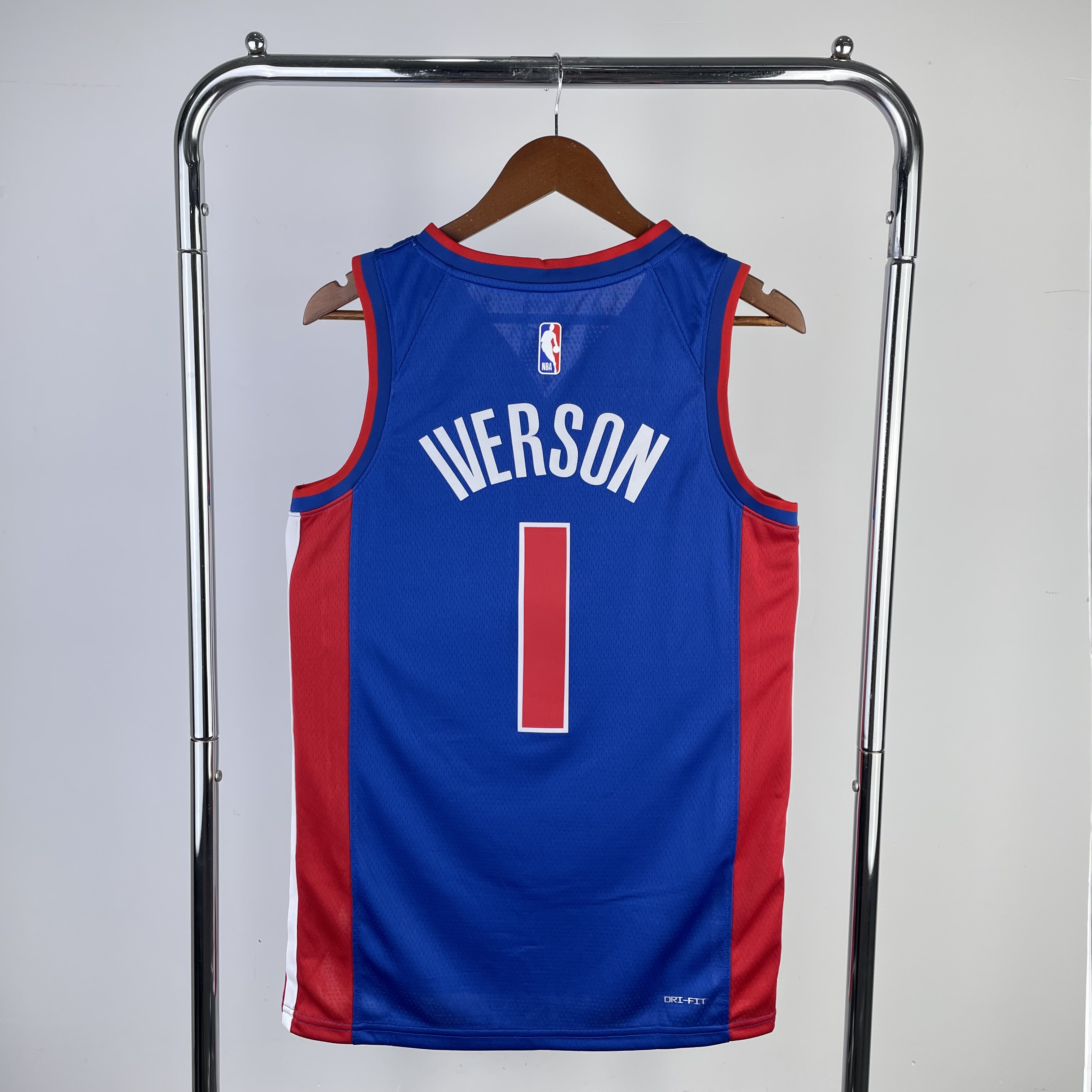 23 season Pistons road blue No.1  Iverson
