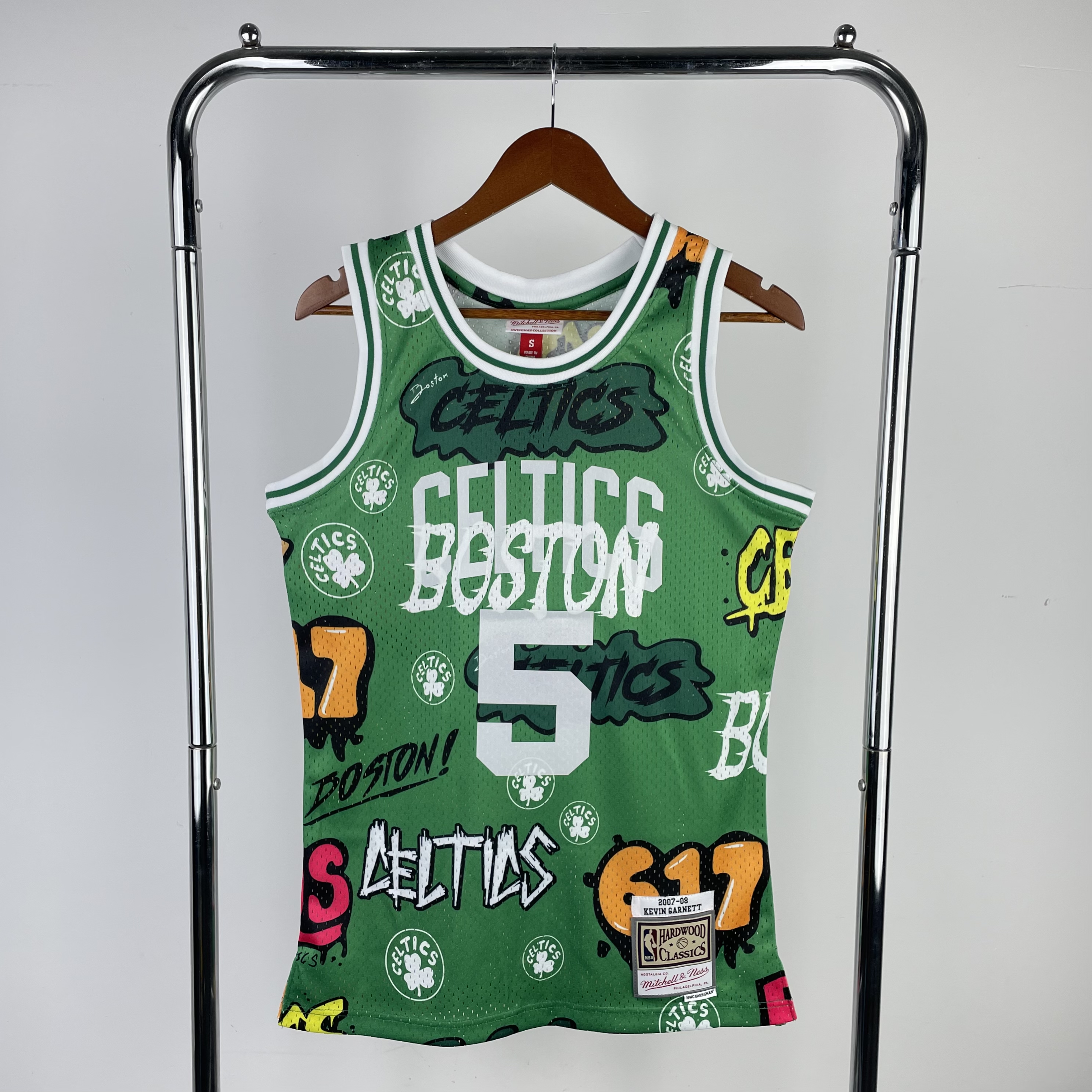 MN Hot Press Throwback jersey SW Celtics' 0708 season doodle No. 5 Garnett