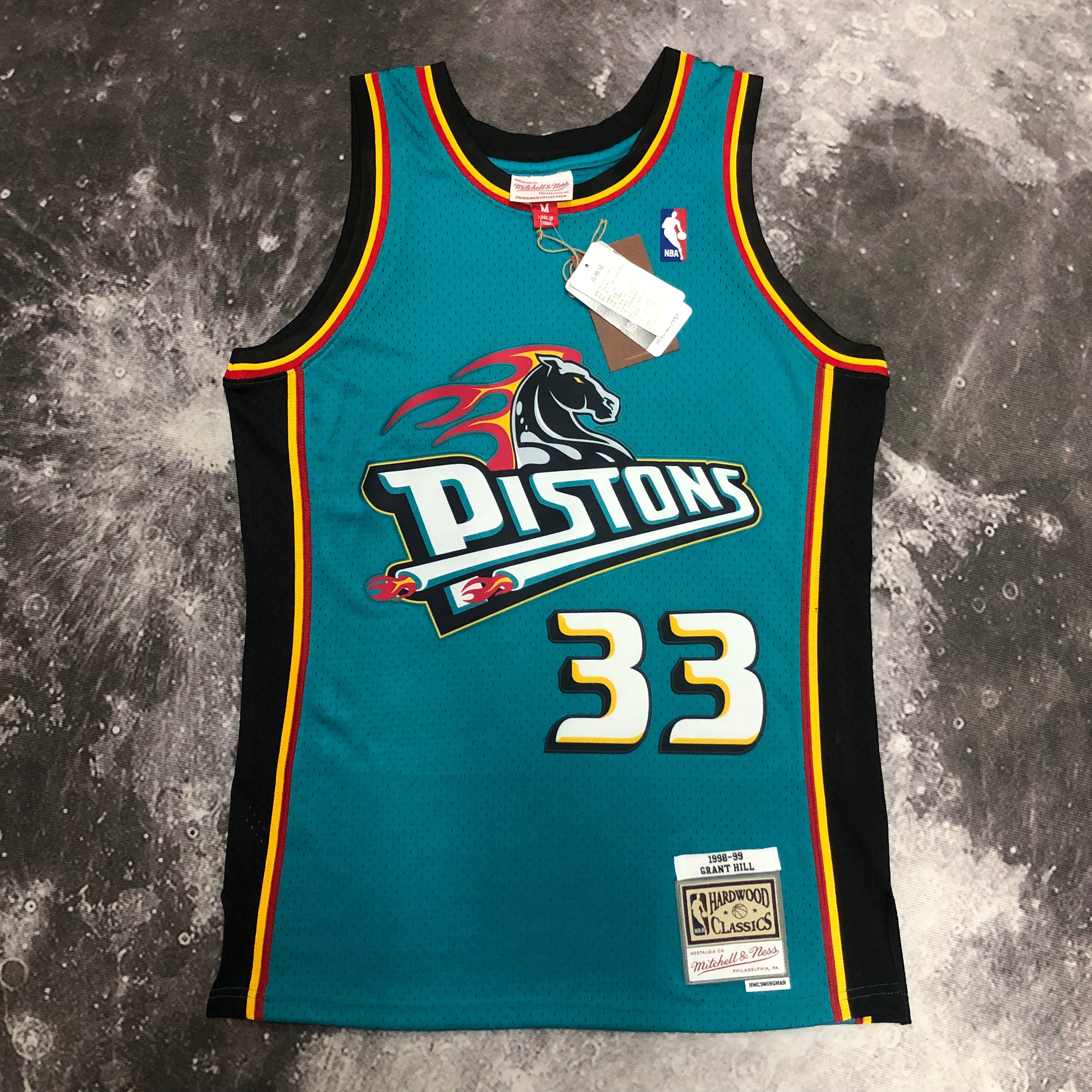 MN Hot Press Throwback jersey SW Pistons 98 season No. 33 Hill