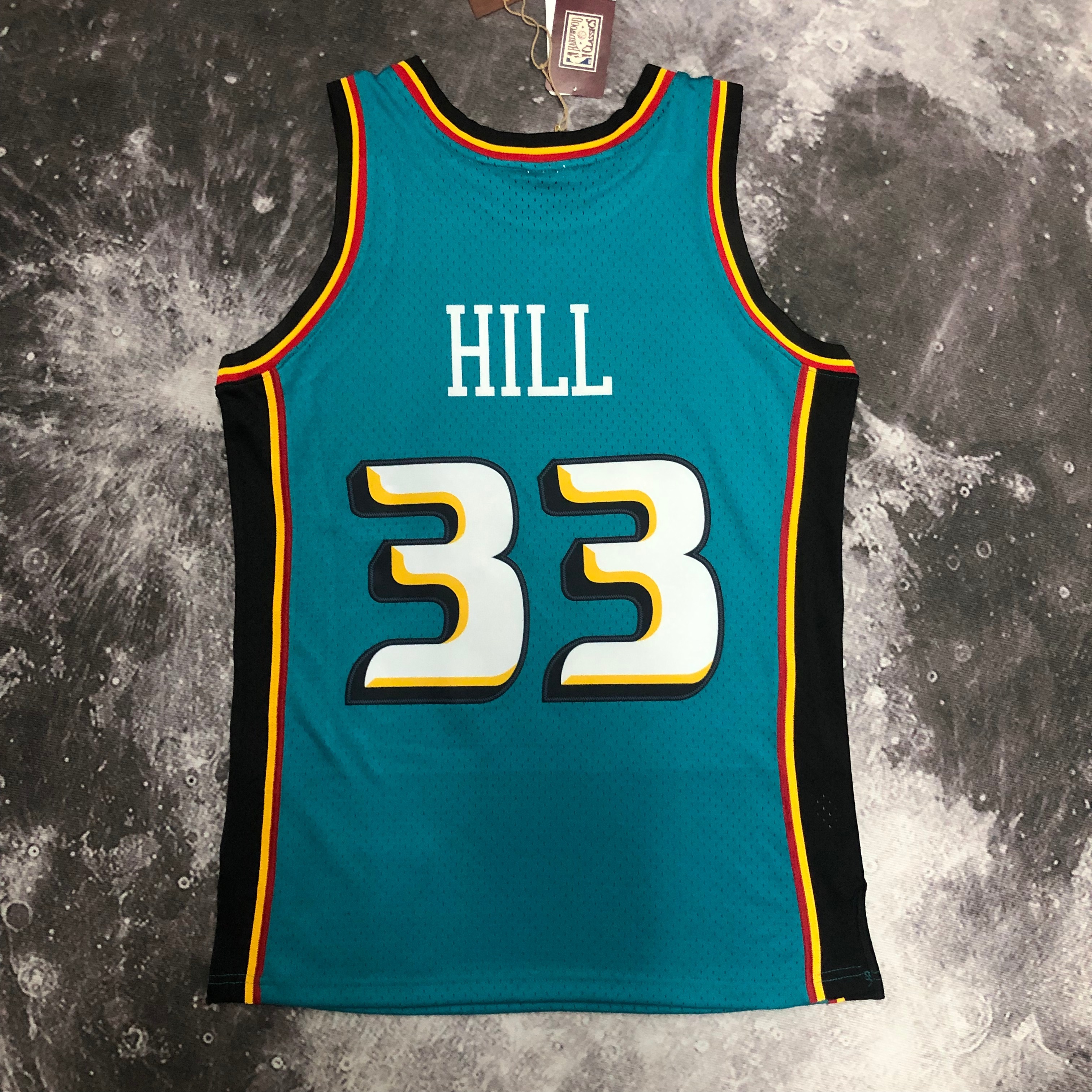 MN Hot Press Throwback jersey SW Pistons 98 season No. 33 Hill