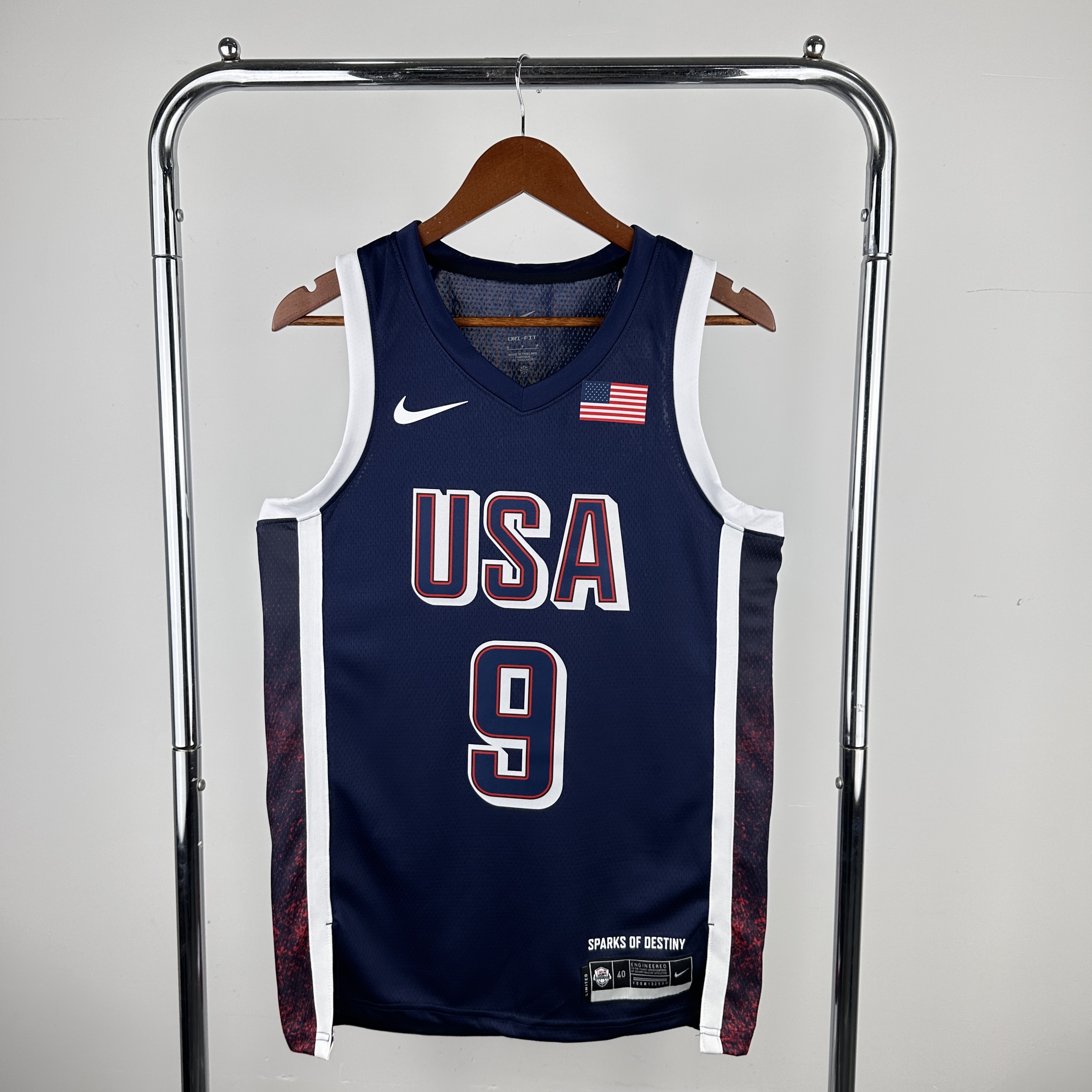 24 Olympic Team USA Navy blue No. 9 Halliburton