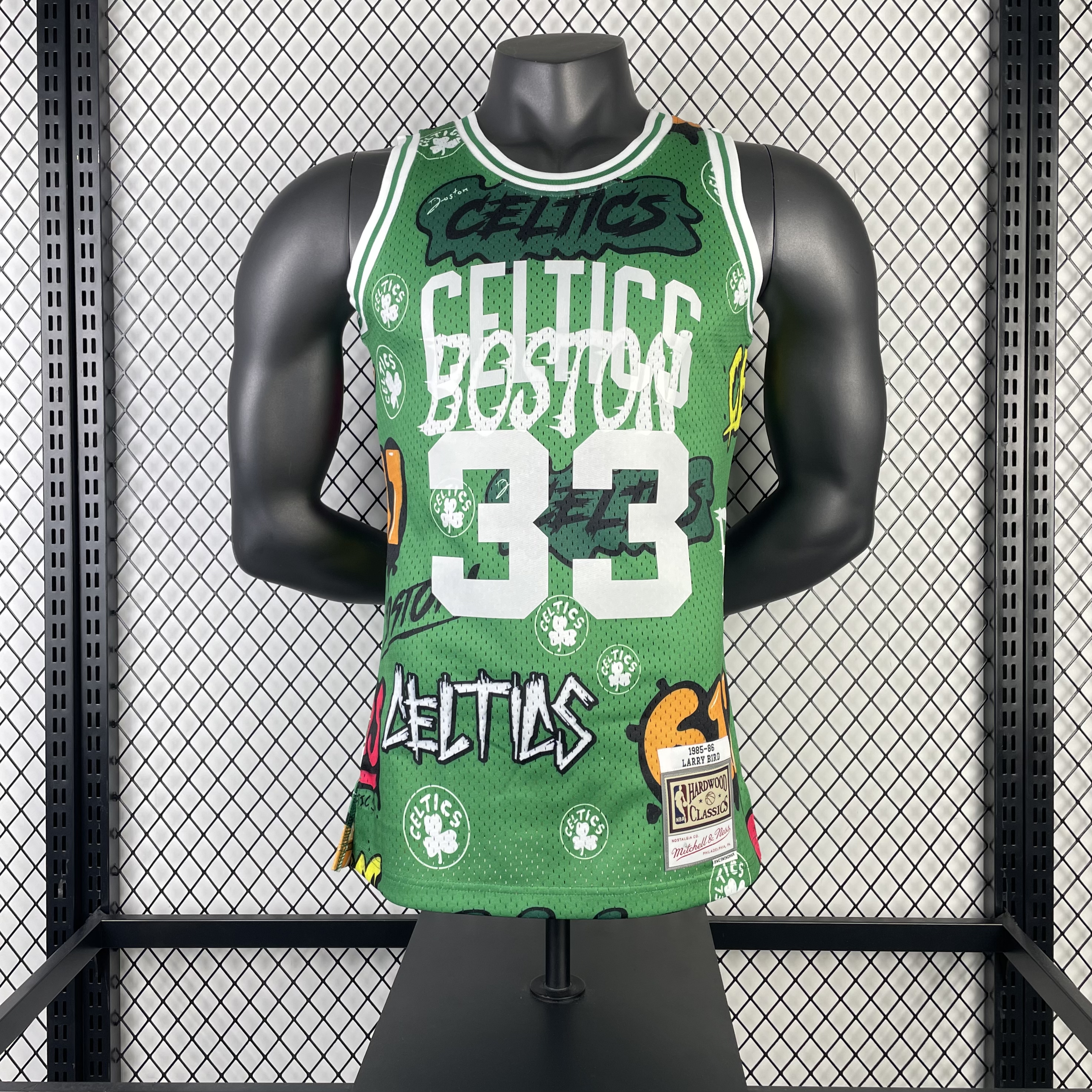 MN Hot Press Throwback jersey SW Celtics 8586 season doodle No. 33 Bird