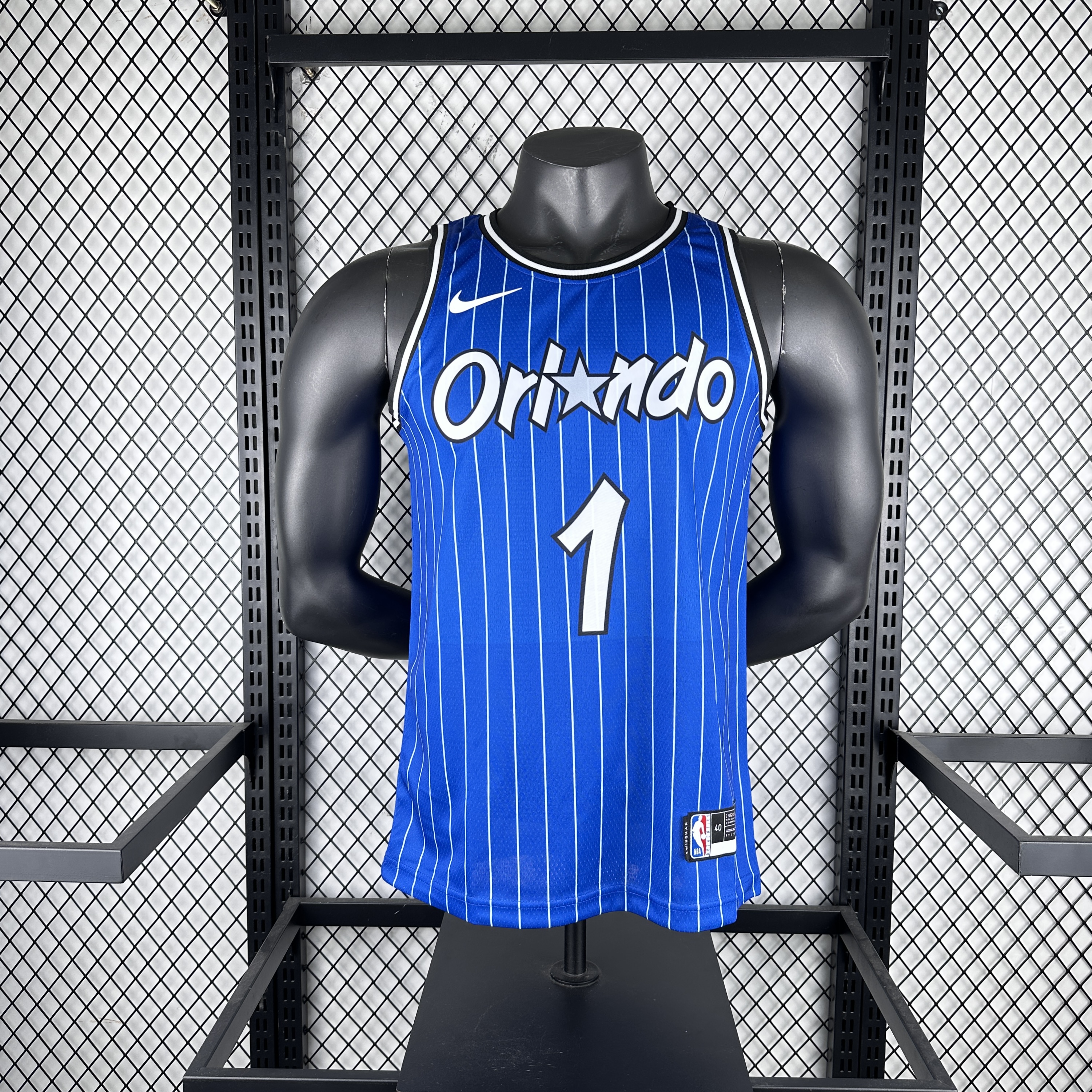 19 season Magic throwback striped blue No. 1 Hardaway