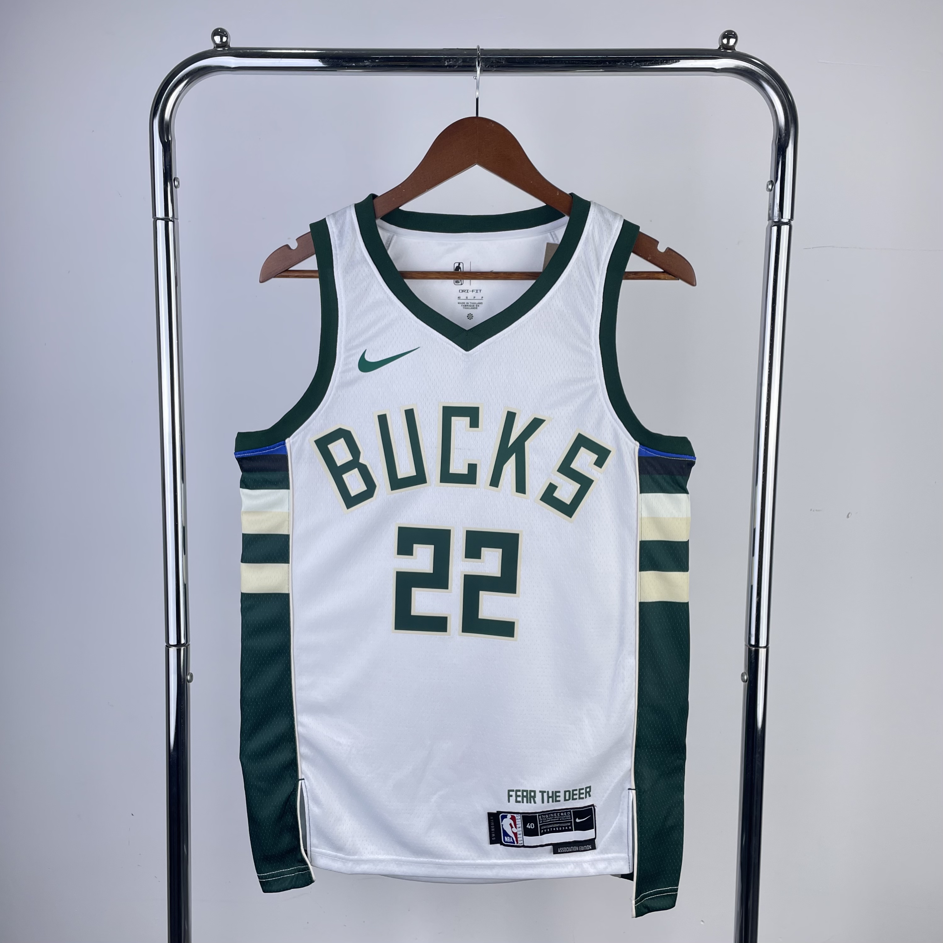 23 season Bucks home white 22 Middleton