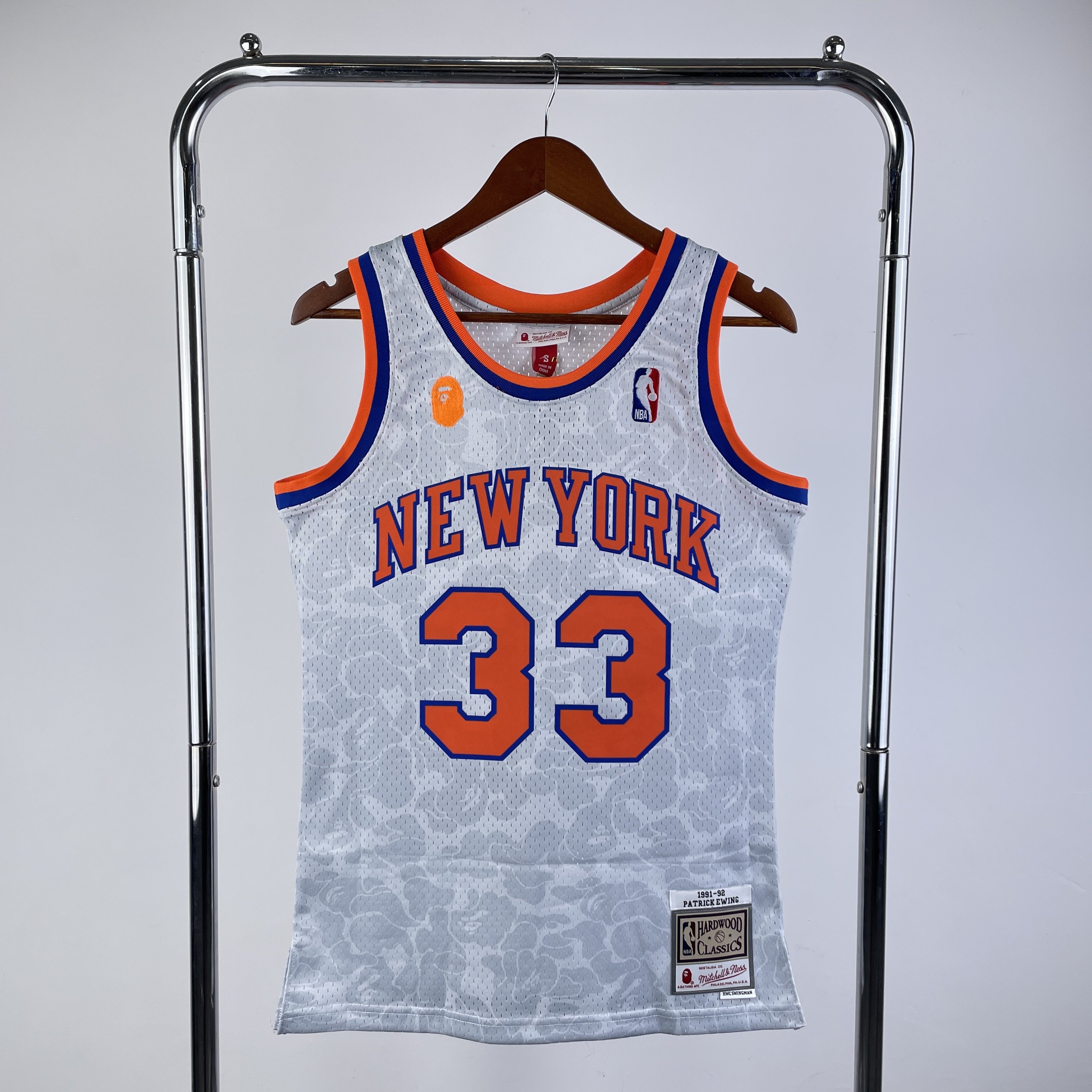 BAPE x M&N jersey Knicks white No. 33