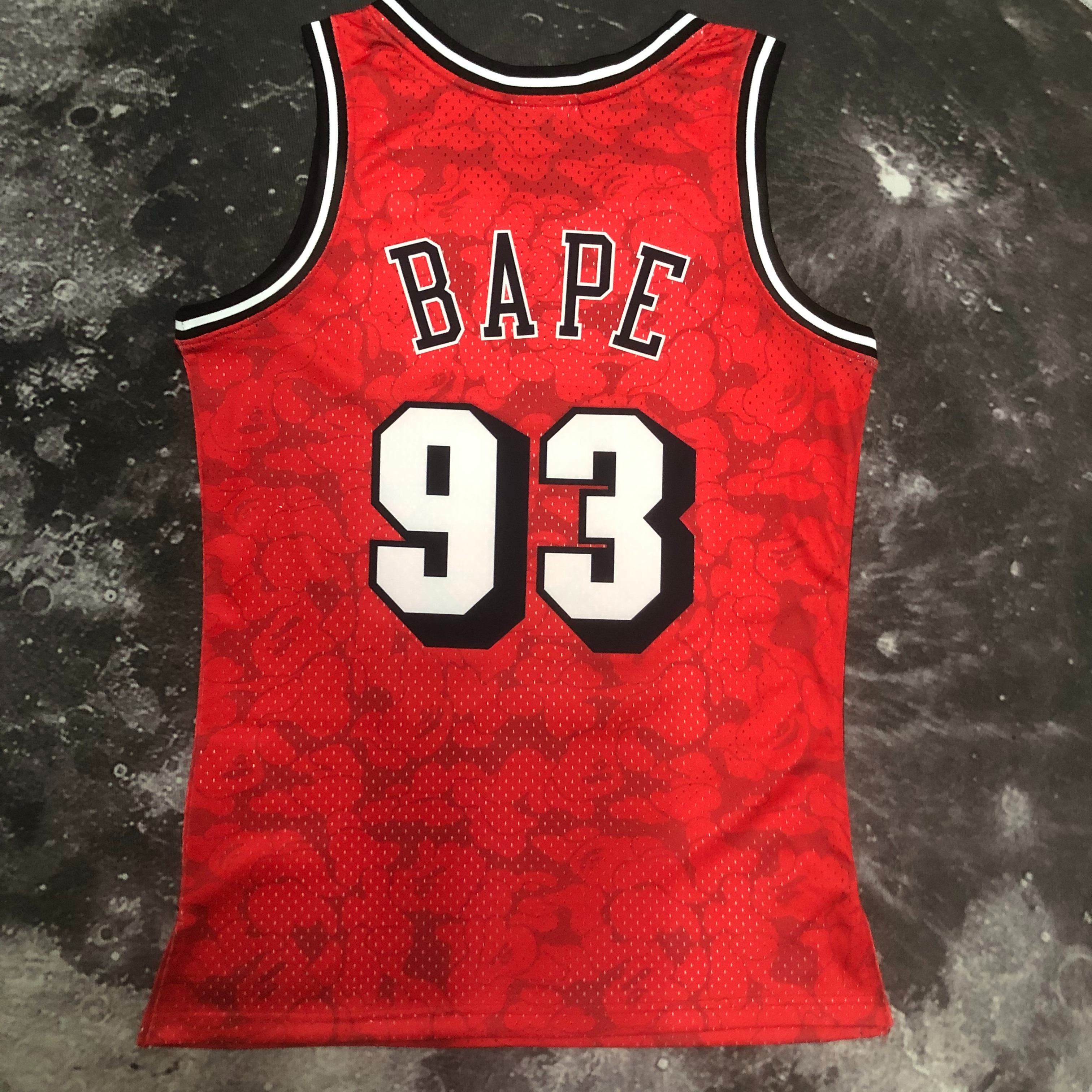 BAPE×M&N joint jersey Heat red No. 93 BAPE