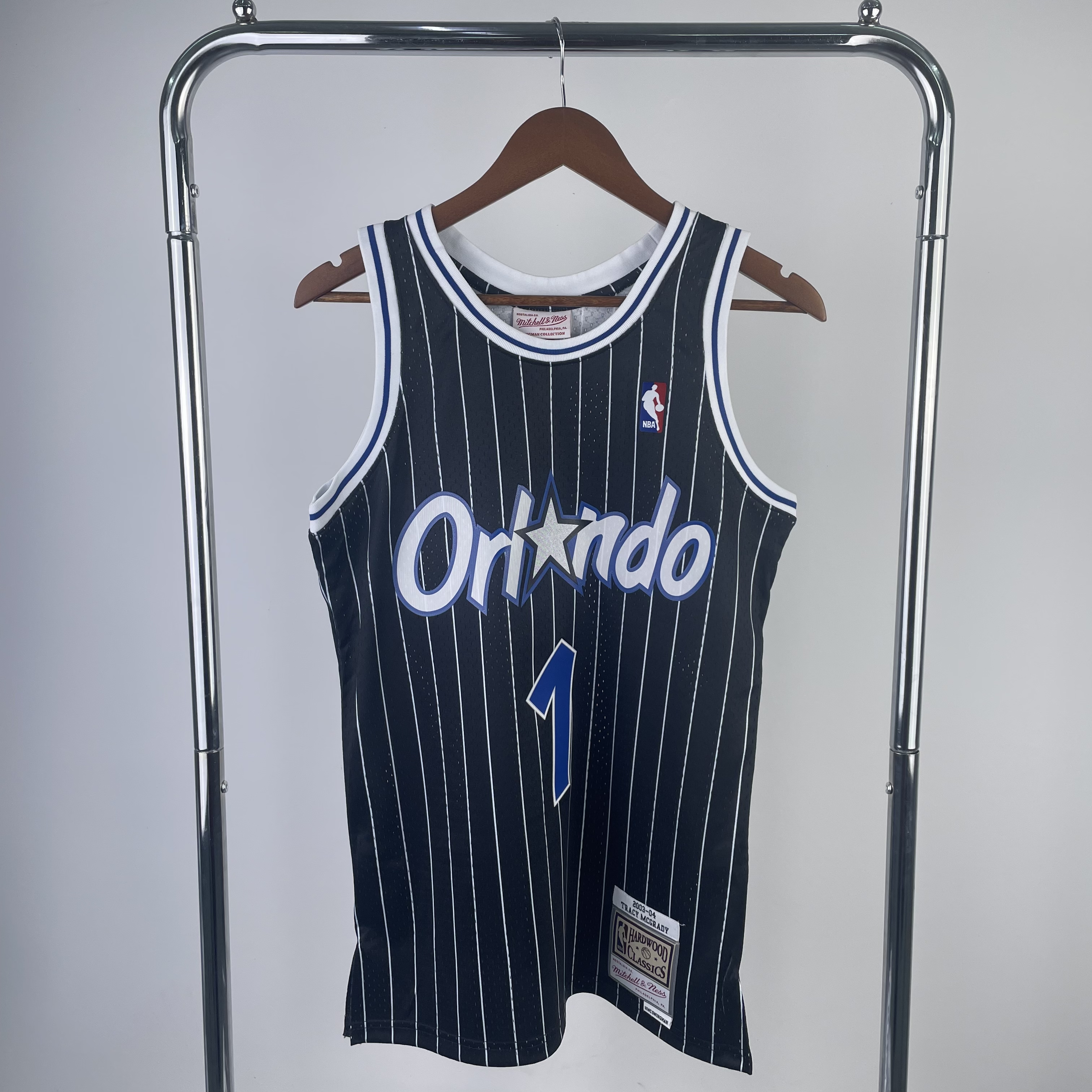 MN Hot Press Throwback Jersey SW Magic 04 black No. 1 McGrady
