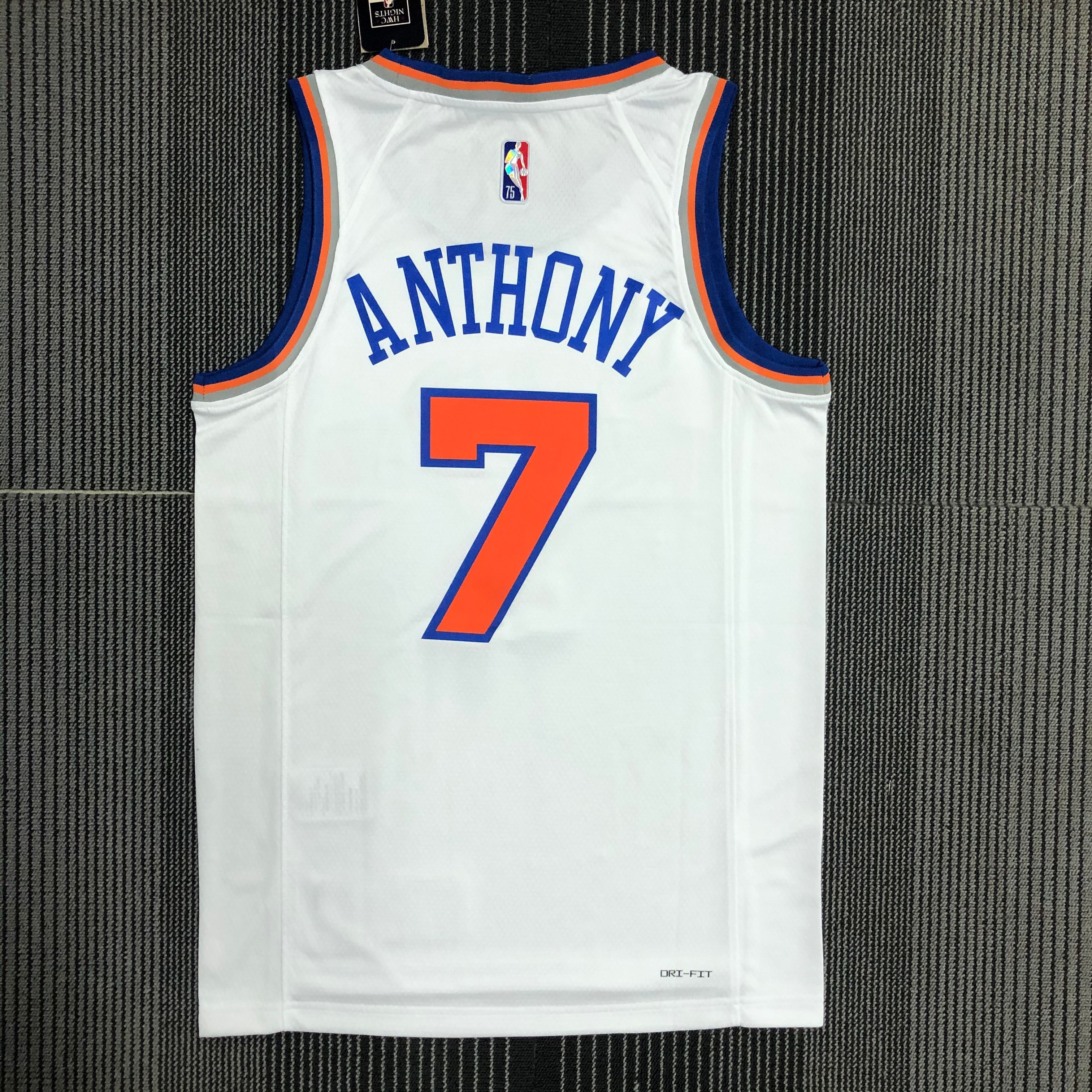 75th anniversary Knicks white No. 7 Anthony