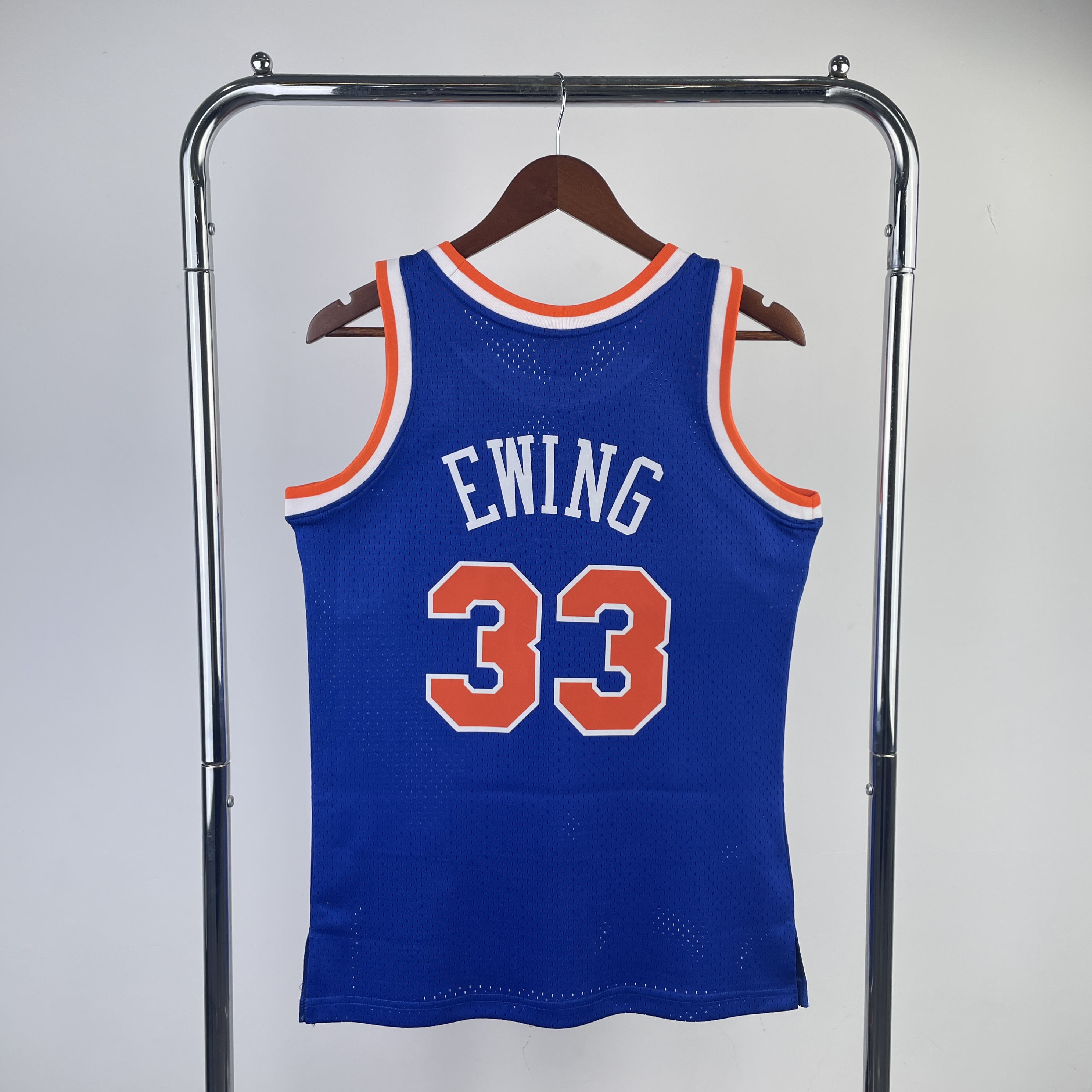 MN Fan Edition Hot pressed throwback Jersey Knicks 199192 season Blue # 33 Ewing