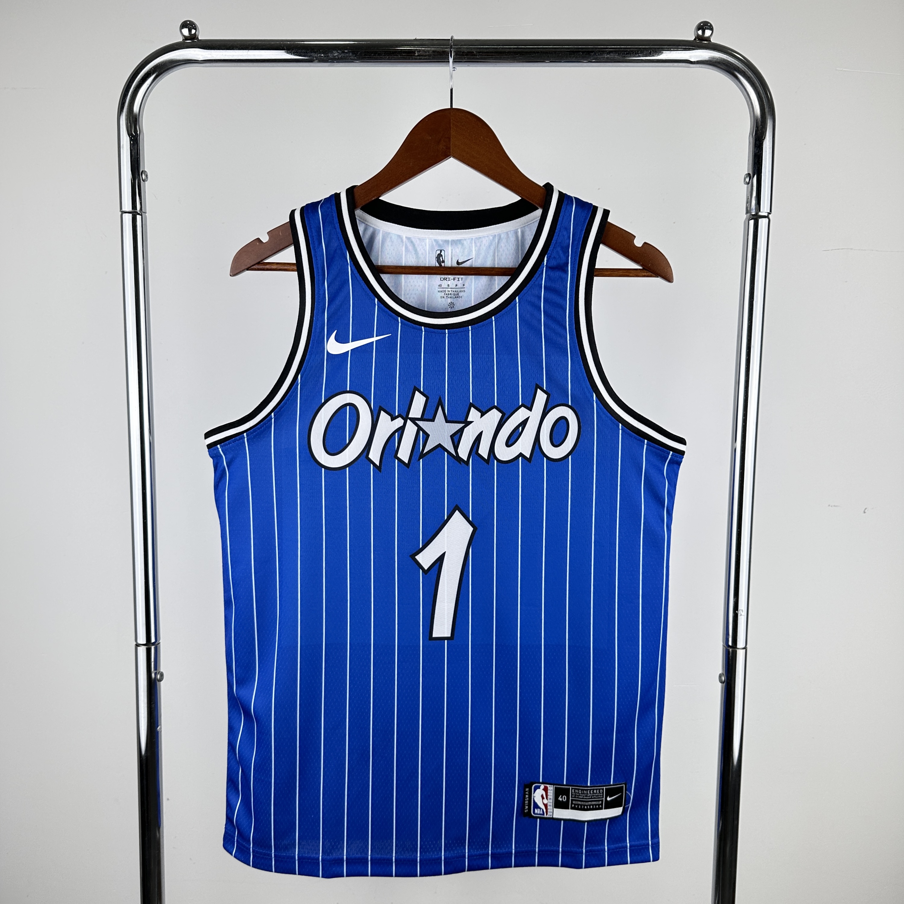 19 season Magic throwback striped blue No. 1 Hardaway