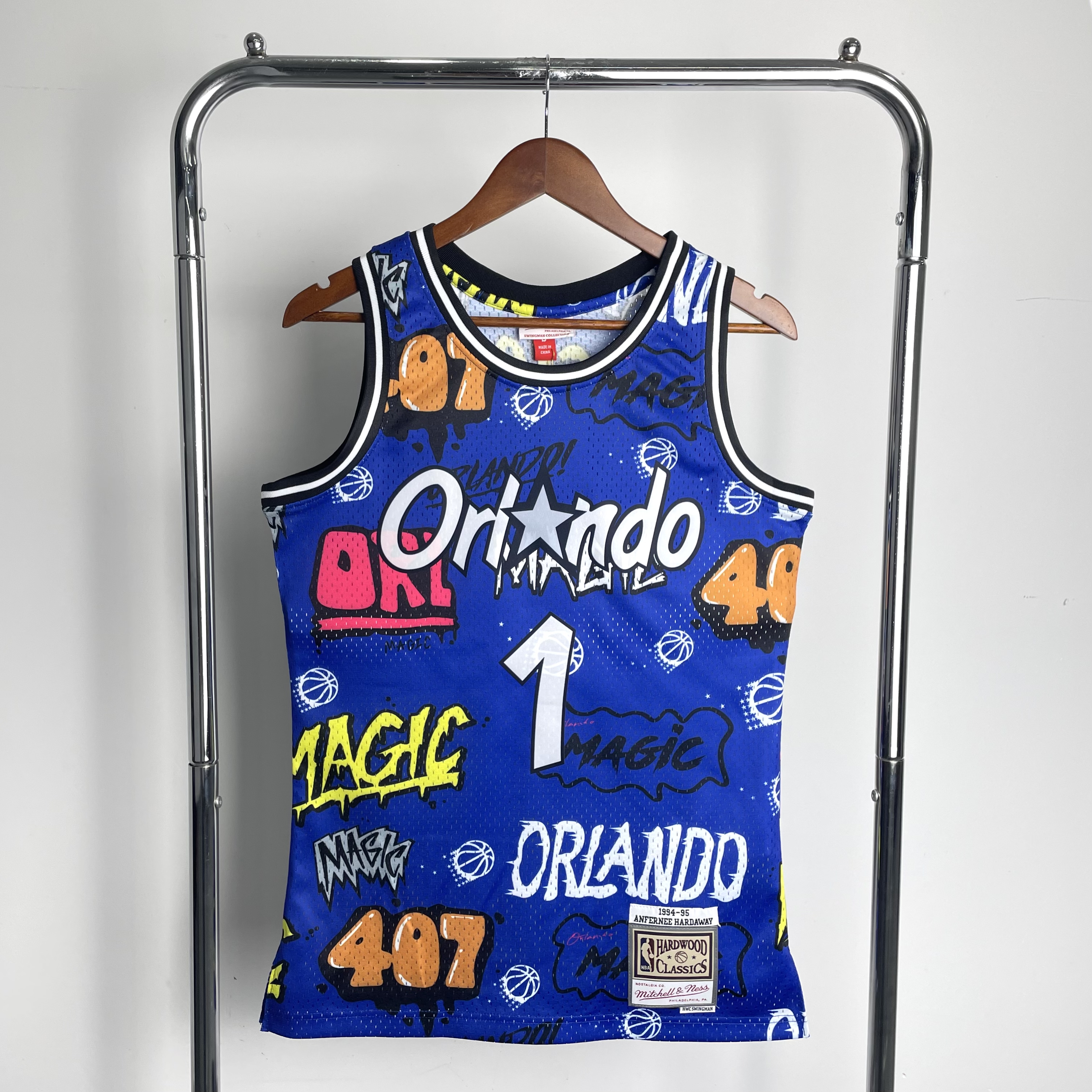 MN Hot Press Throwback Jersey SW Magic 9495 season doodle No. 1 Hardaway