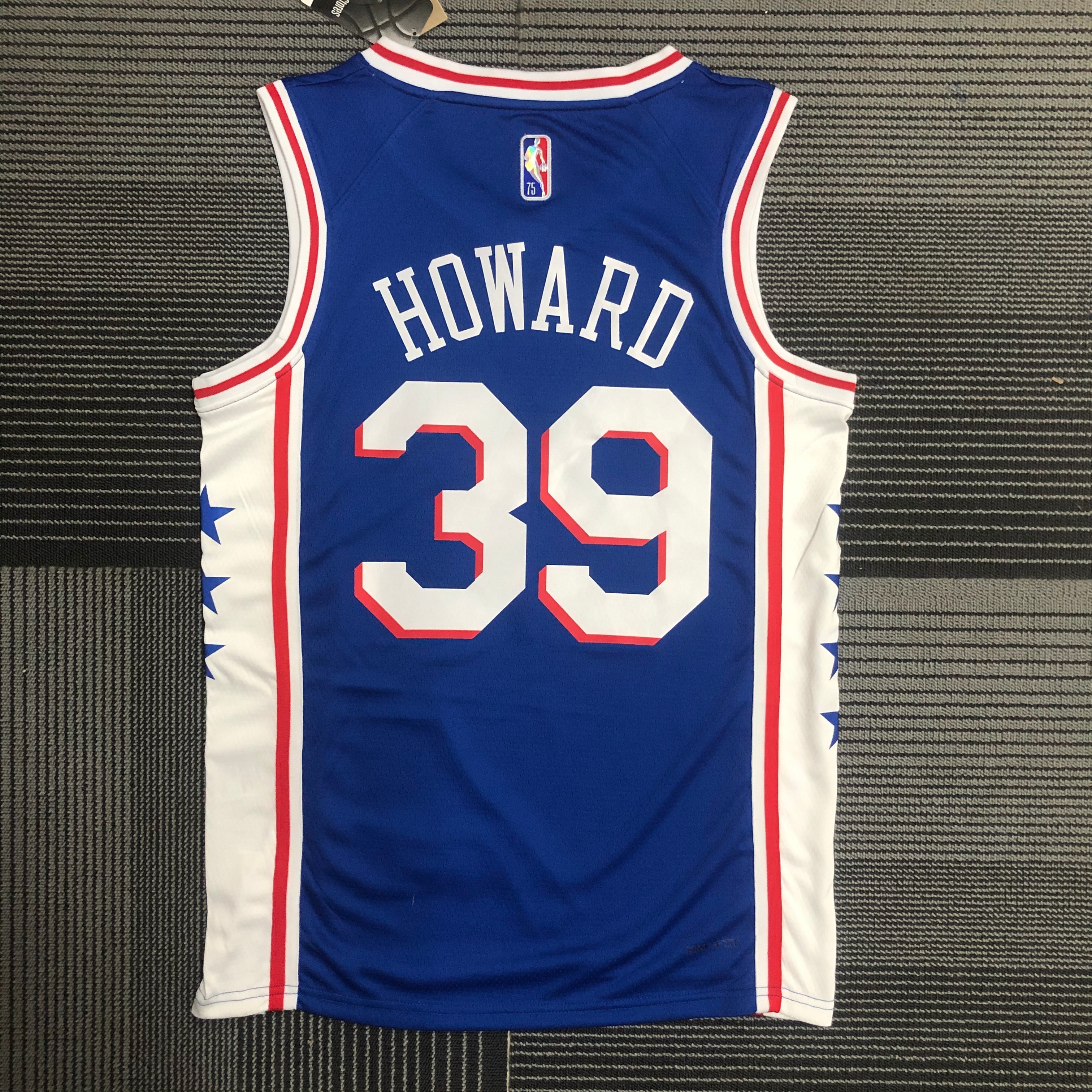 75th anniversary 76ers V-neck blue # 39 Howard