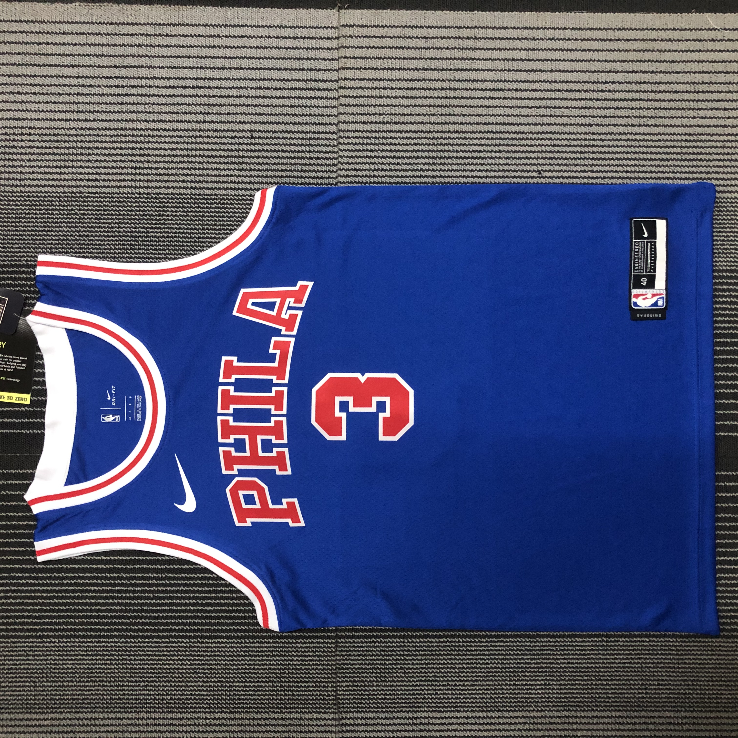 76ers retro crewneck blue No. 3 Iverson